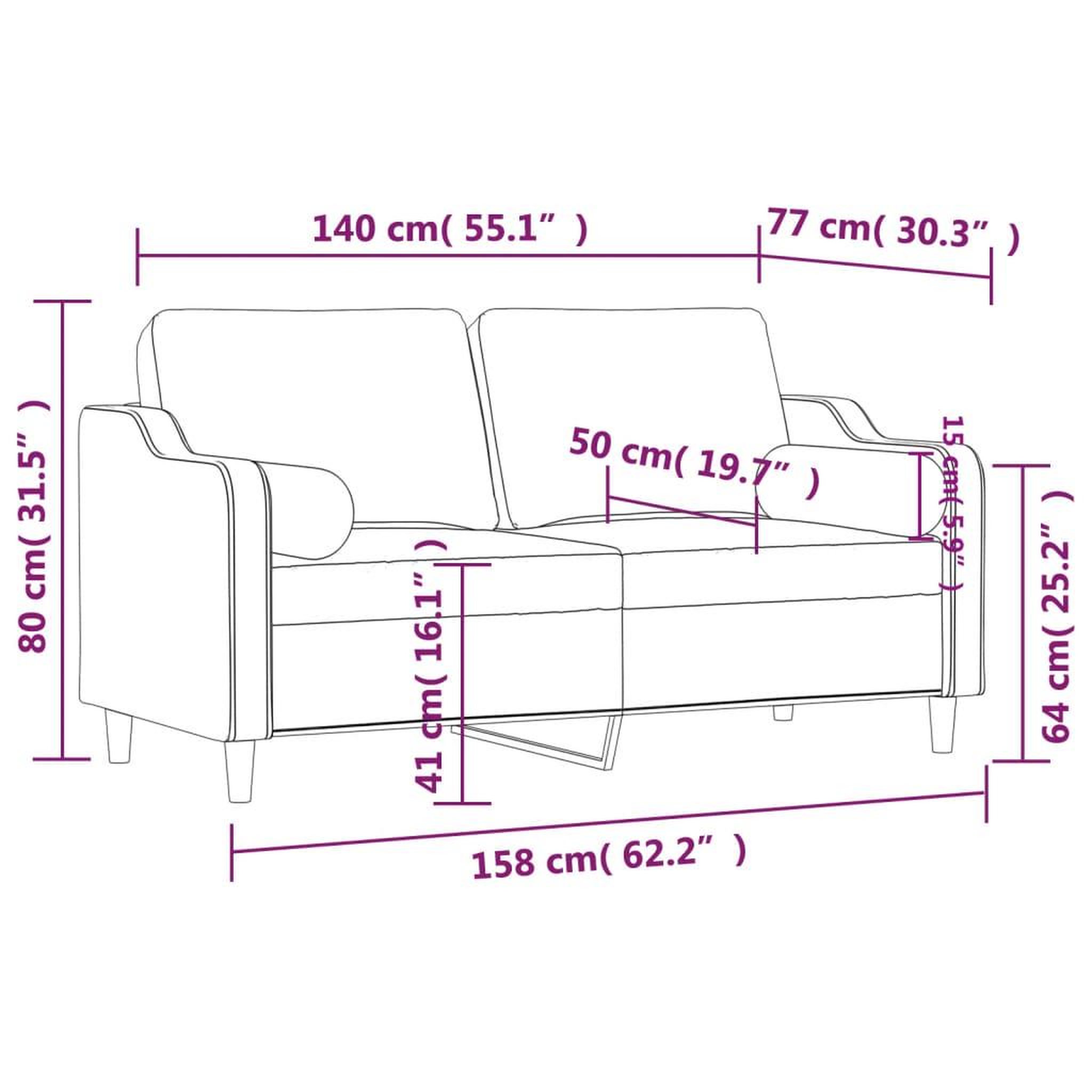 Voir la diapositive 6 : VIDAXL Canape 2 places avec oreillers gris fonce 140 cm tissu