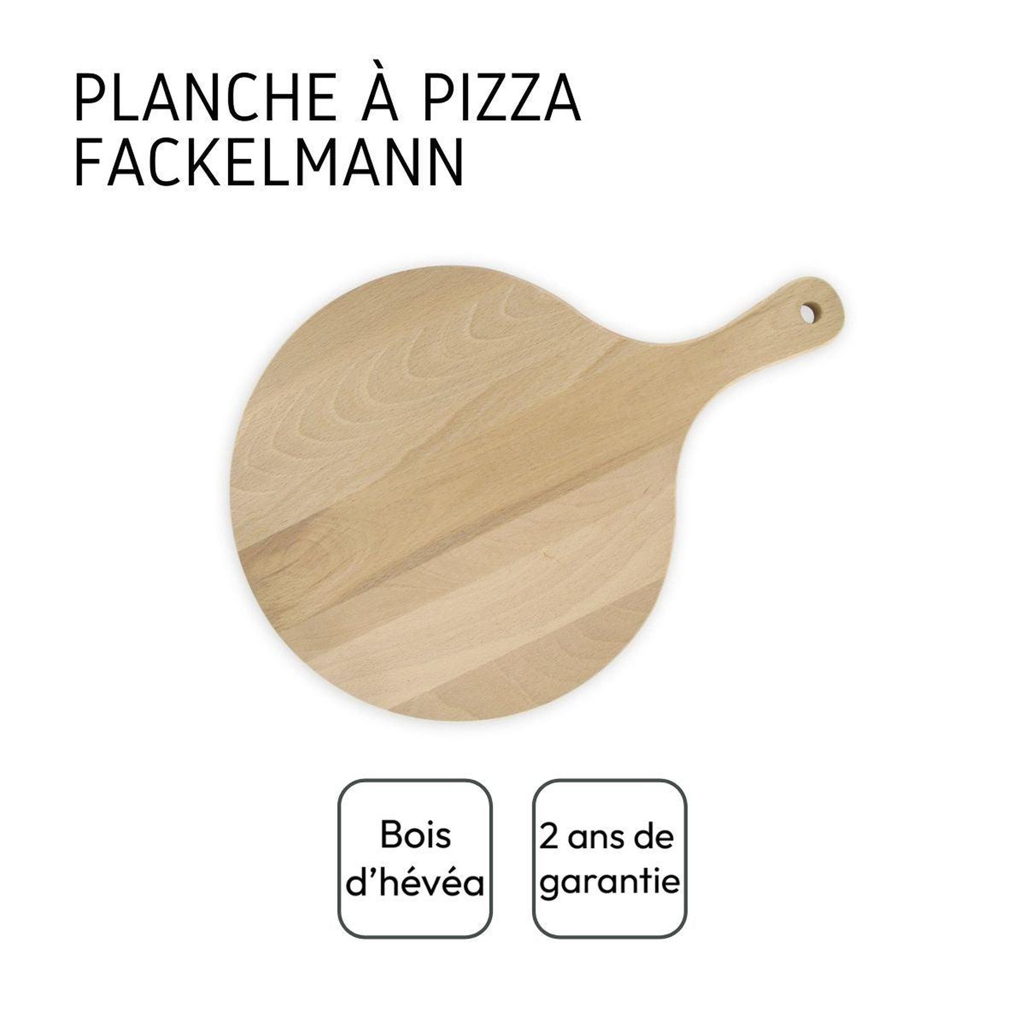Voir la diapositive 4 : Fackelmann 6 planches à pizza et tarte flambée en bois 30 cm et roulette à pizza en inox fackelmann