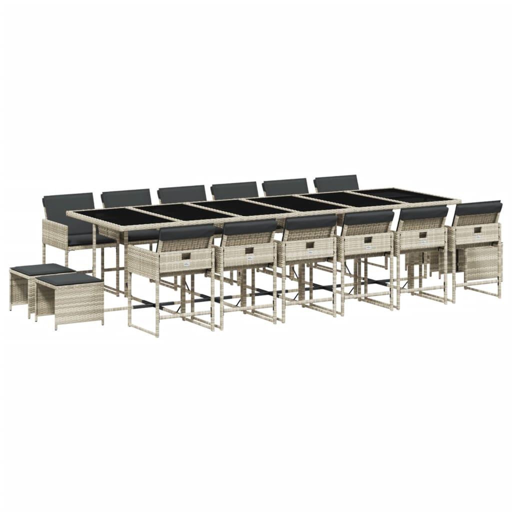 Voir la diapositive 2 : VIDAXL Ensemble a manger de jardin et coussins 17 pcs gris clair rotin
