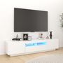 Voir la diapositive 1 : VIDAXL Meuble TV avec lumieres LED Blanc brillant 180x35x40 cm
