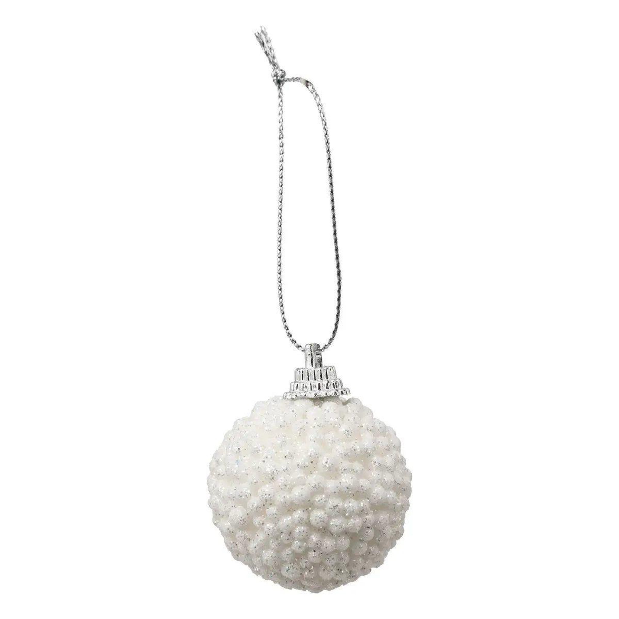 Voir la diapositive 2 : ATMOSPHERA Lot de 10 boules de noël  petites billes  4cm blanc