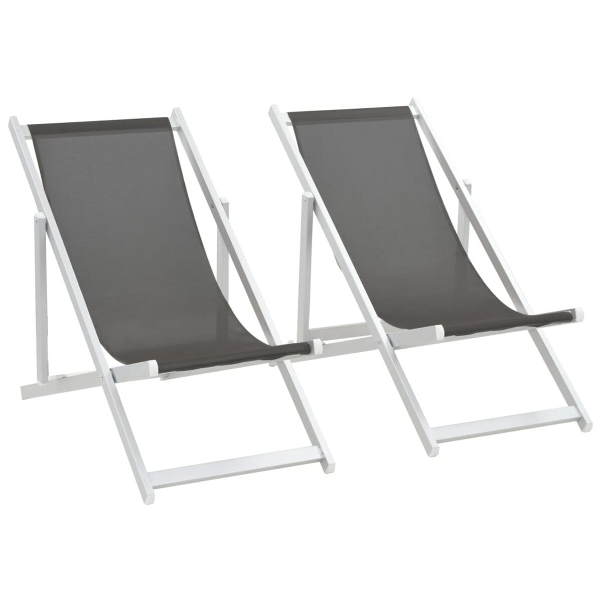 VIDAXL Chaises de plage pliables 2 pcs Aluminium et textilene Gris