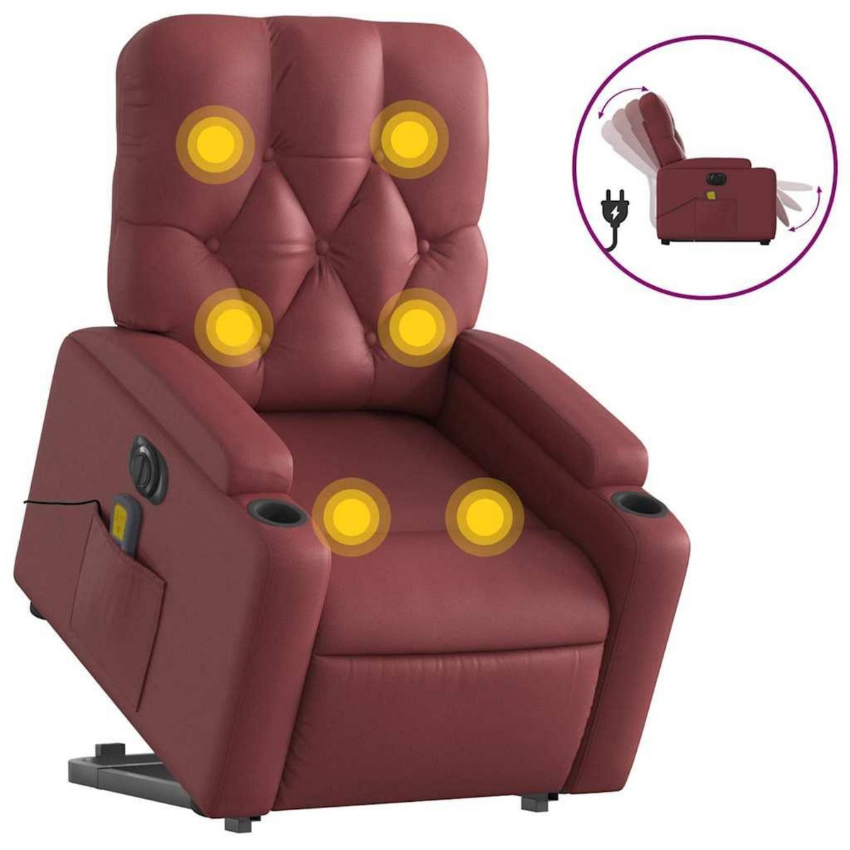 VIDAXL Fauteuil inclinable de massage electrique rouge bordeaux