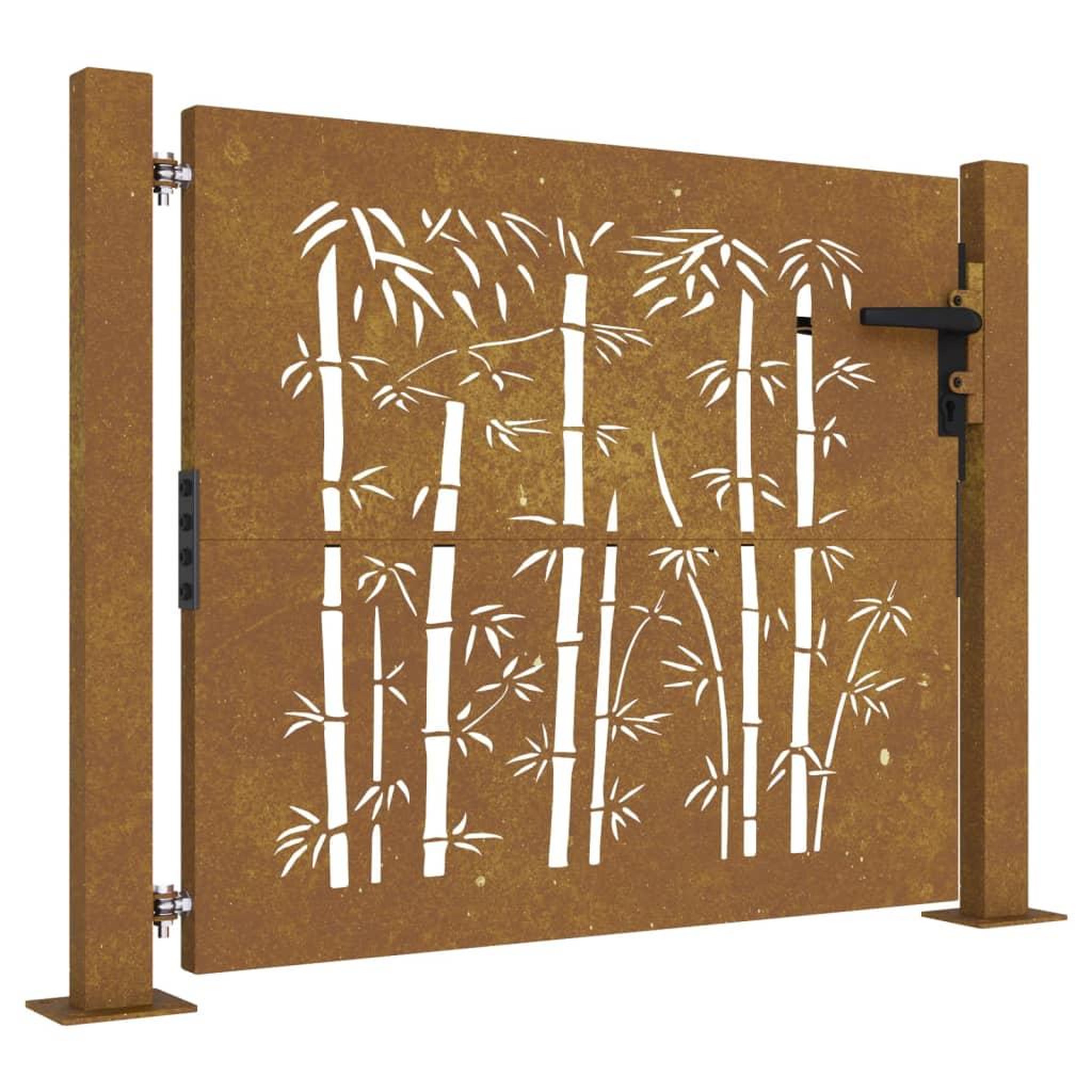 Voir la diapositive 2 : VIDAXL Portail de jardin 105x80 cm acier corten design de bambou