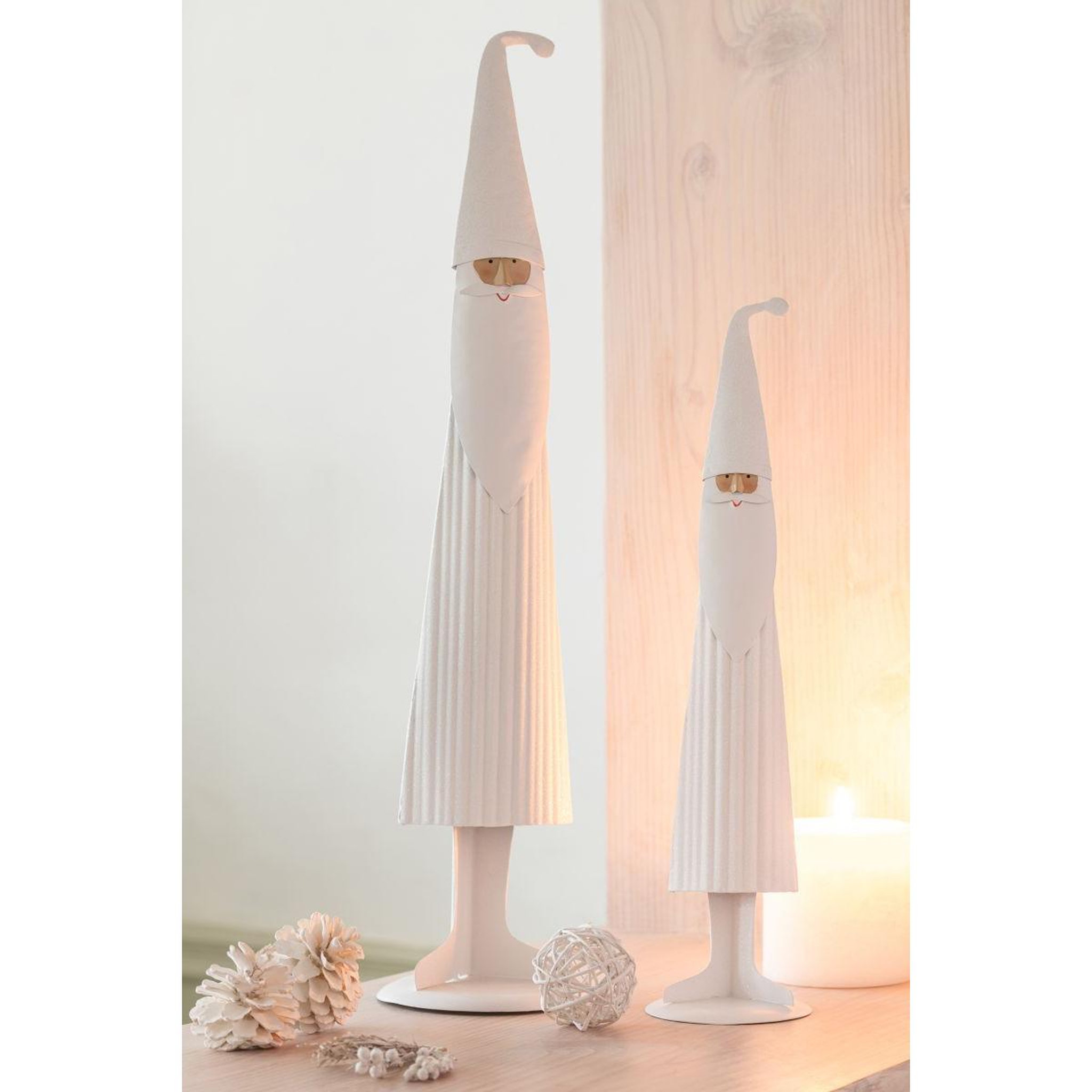 Voir la diapositive 3 : J-LINE Père-noël en métal  moderne  45cm blanc