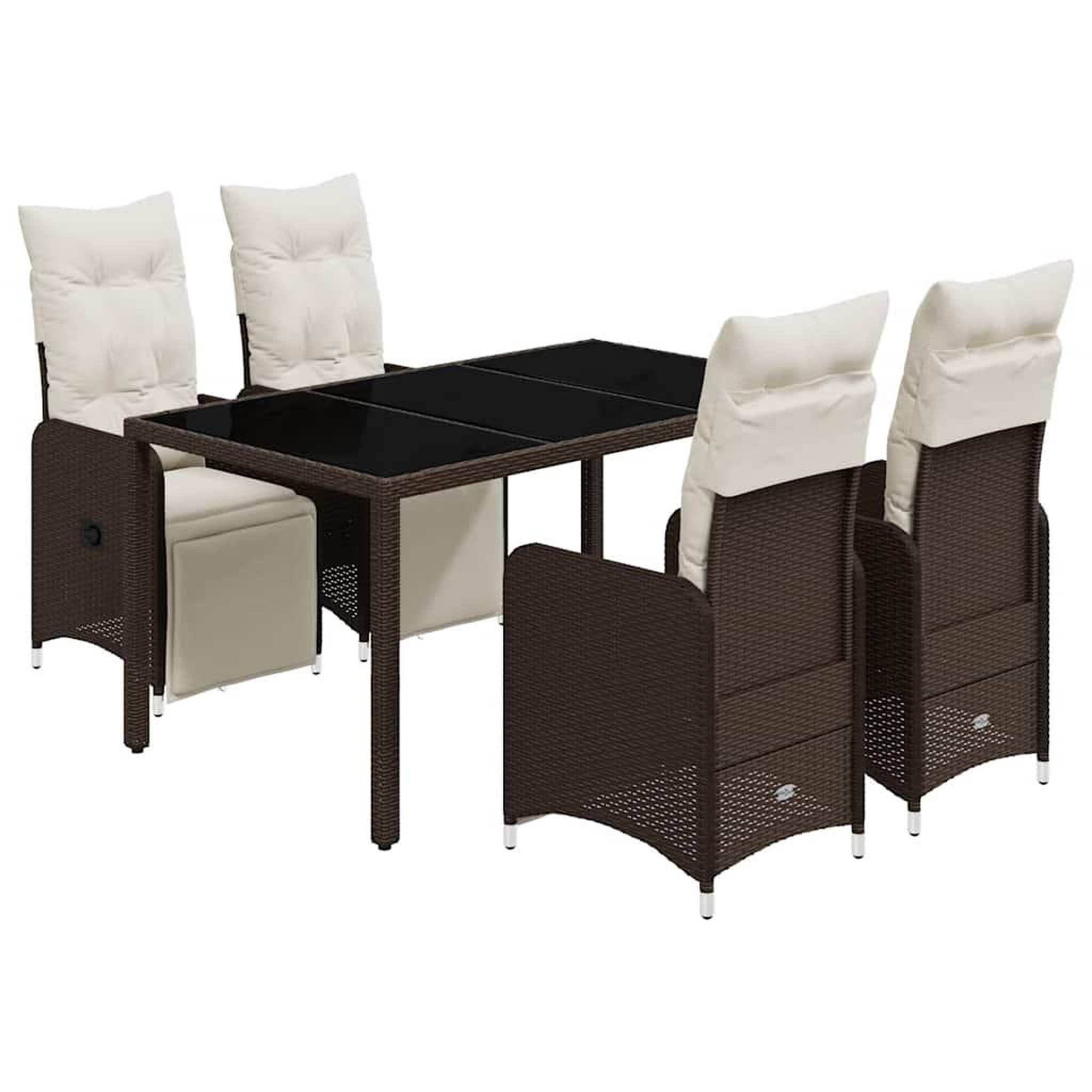 Voir la diapositive 2 : VIDAXL Ensemble de bistro de jardin 5 pcs coussins marron poly rotin