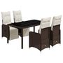 Voir la diapositive 2 : VIDAXL Ensemble de bistro de jardin 5 pcs coussins marron poly rotin