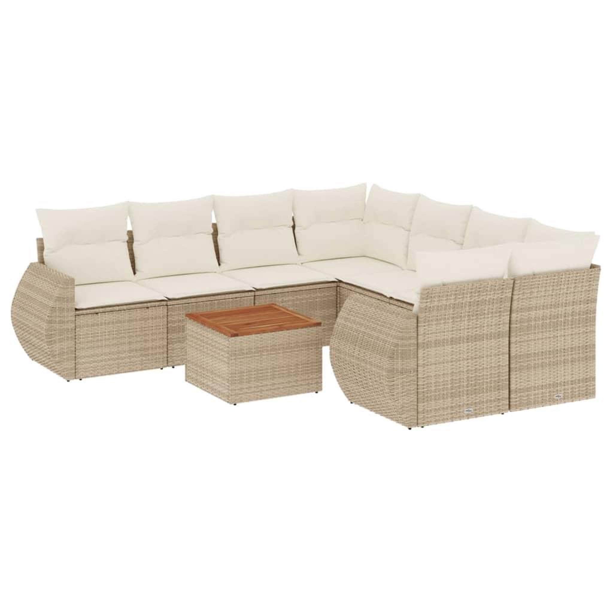 Voir la diapositive 2 : VIDAXL Salon de jardin avec coussins 9 pcs beige resine tressee