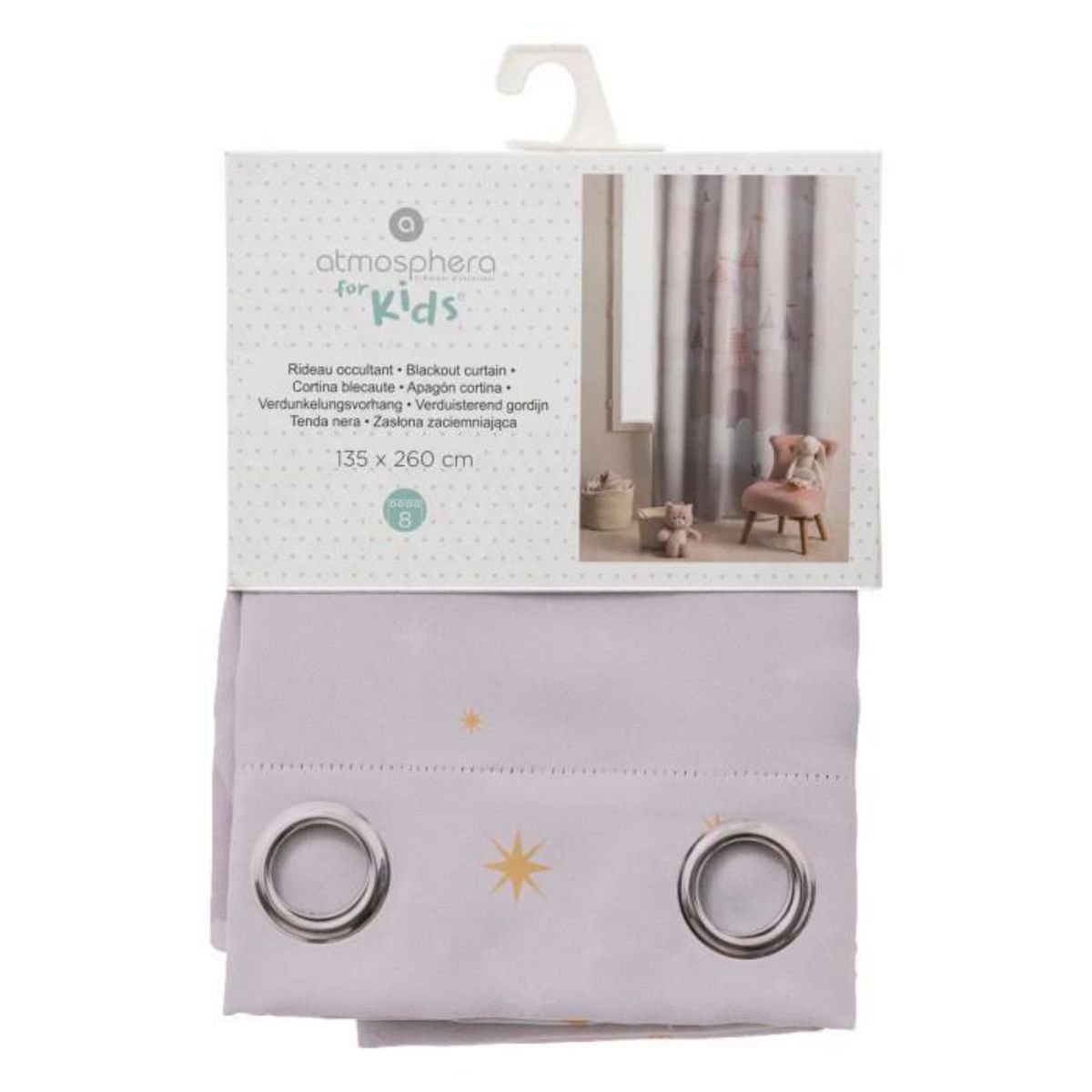 Atmosphera Kids Rideau Occultant  Château  135x260cm Rose Clair
