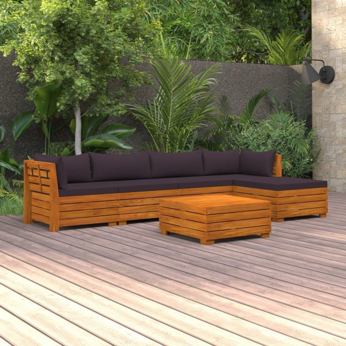 VIDAXL Salon de jardin 6 pcs avec coussins Bois d'acacia solide