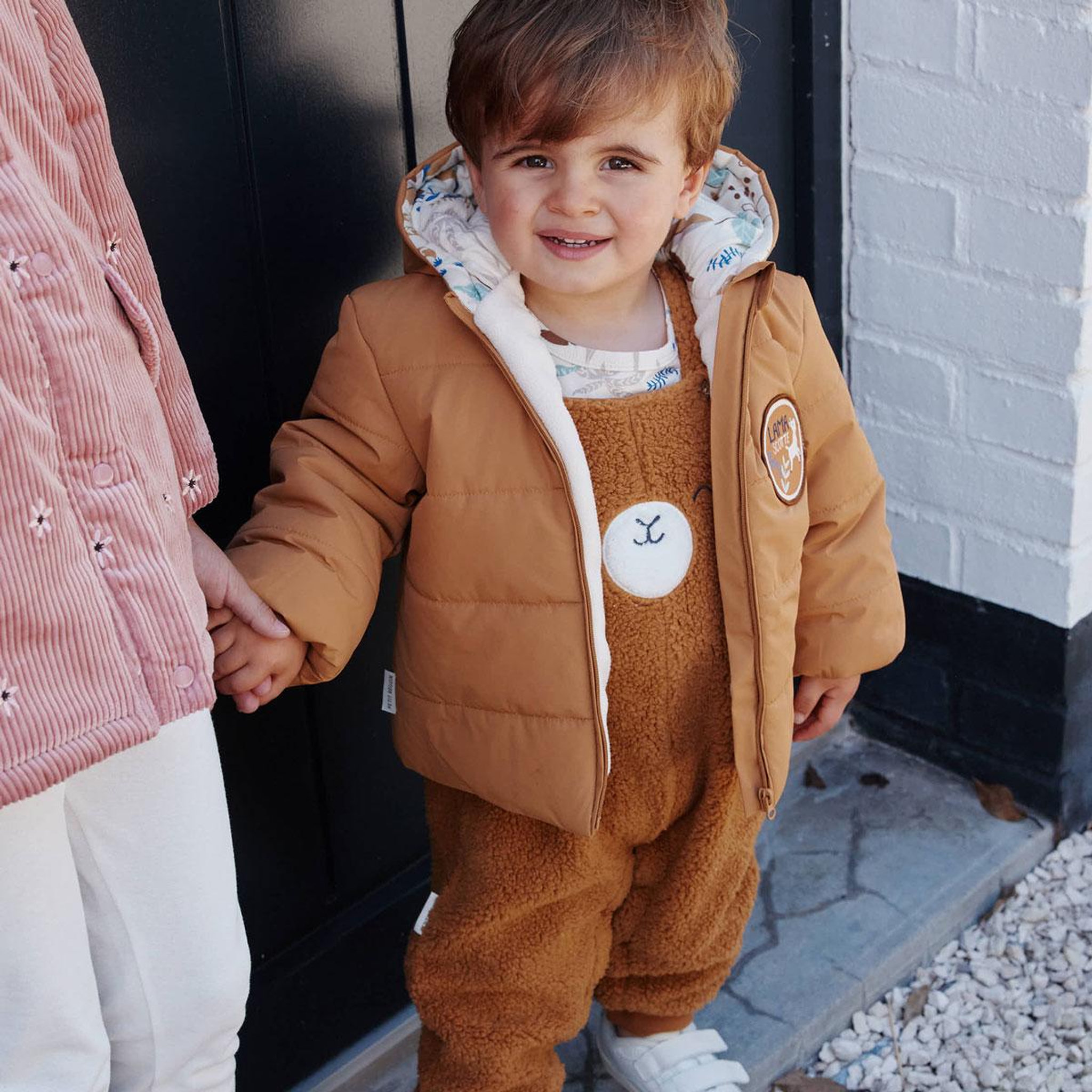 Voir la diapositive 5 : Petit Béguin Doudoune bébé intérieur polaire avec capuche lamascotte
