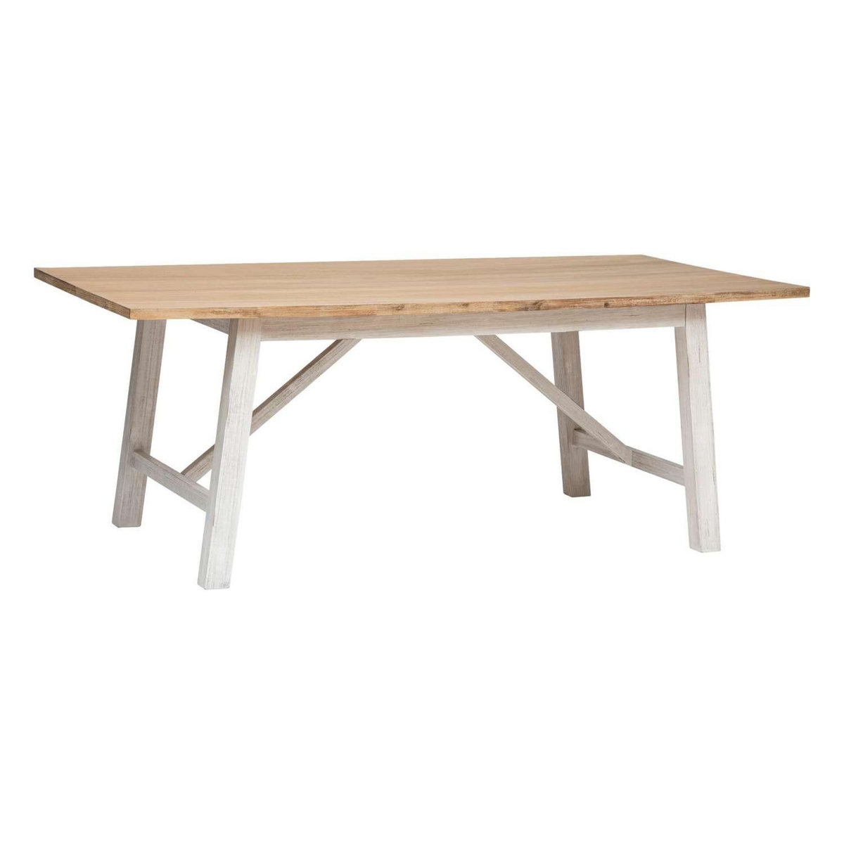 ATMOSPHERA Table à manger en bois pour 6 personnes OLBIA - Beige et blanc