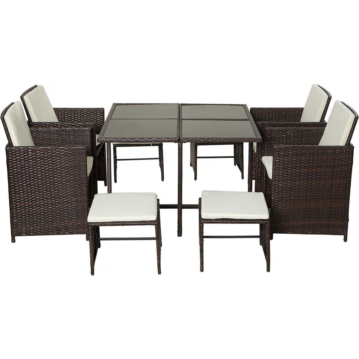 Habitat et Jardin Salon de jardin repas en résine tressée  6 places  Nunez  - Marron