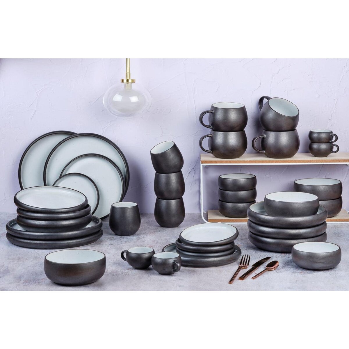 BJORN Service Complet GOURMET - 36 pièces - Onyx