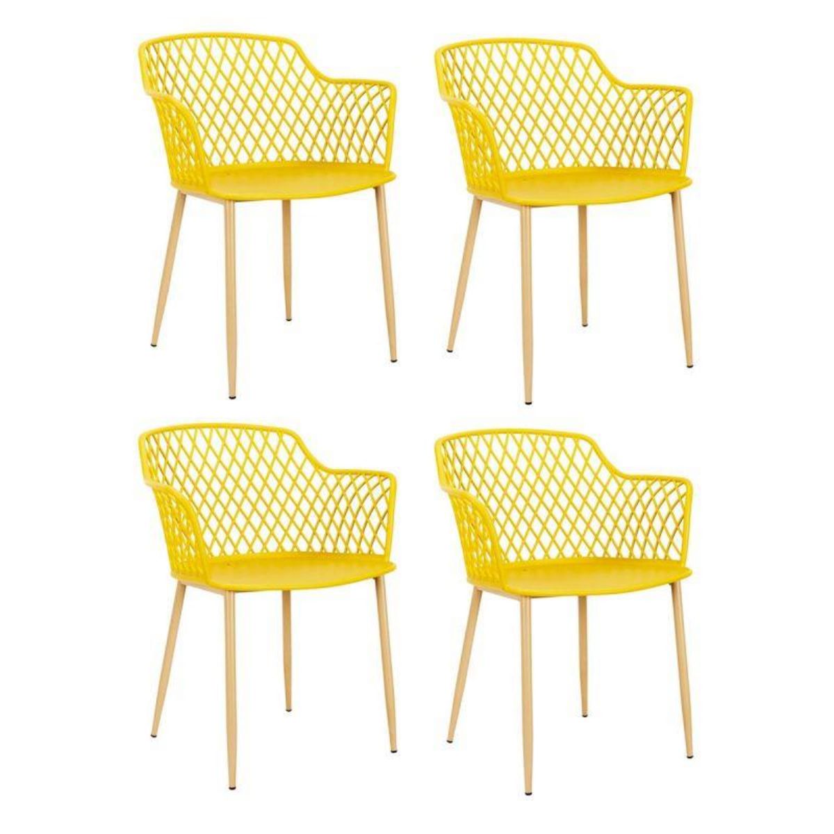 Paris Prix Lot de 4 Fauteuils Design  Malaga  80cm Jaune