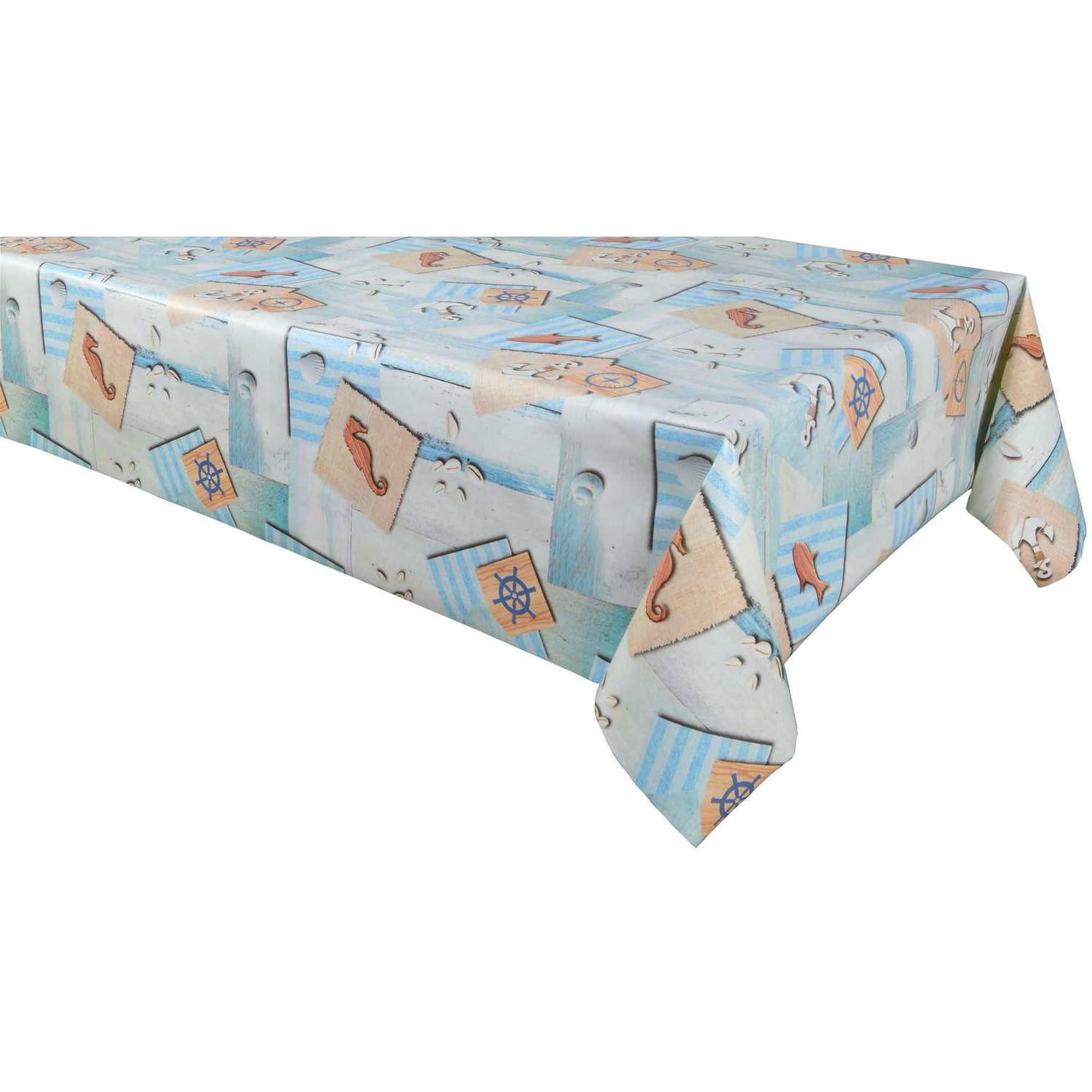 HABITABLE Nappe en toile cirée rectangulaire hypo - 140 x 250 cm - bleu