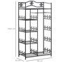 Voir la diapositive 3 : HOMCOM Armoire penderie multi-rangement - 5 étagères - dim. 84L x 42l x 158,5H cm - métal noir motif fleurs 2 rideaux blanc