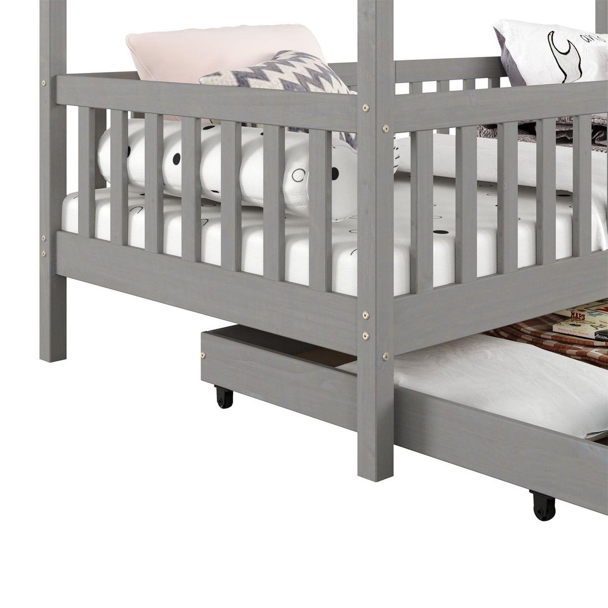 IDIMEX Lit cabane ELEA avec tiroirs, 90 x 200 cm en pin massif