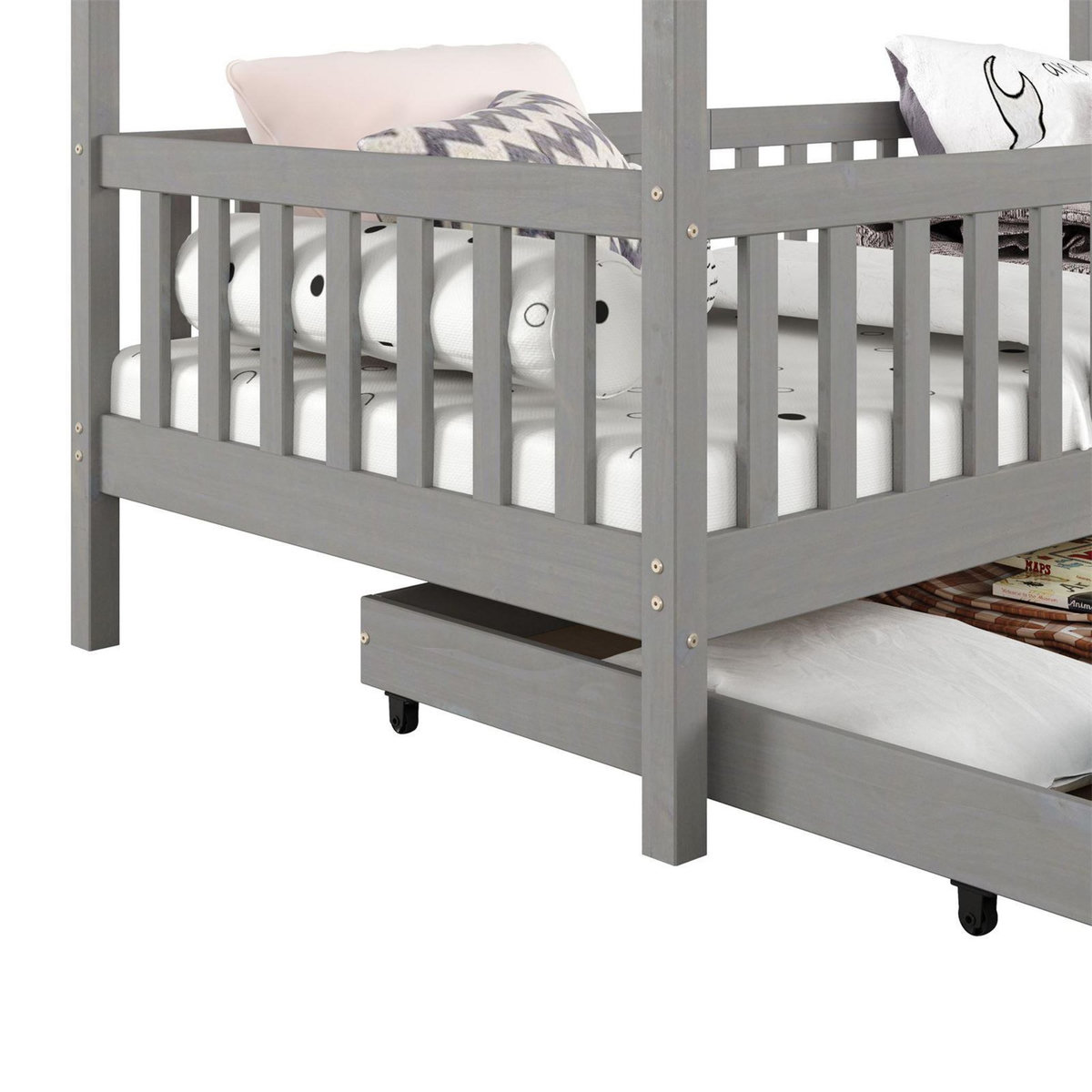 IDIMEX Lit cabane ELEA avec tiroirs, 90 x 200 cm en pin massif