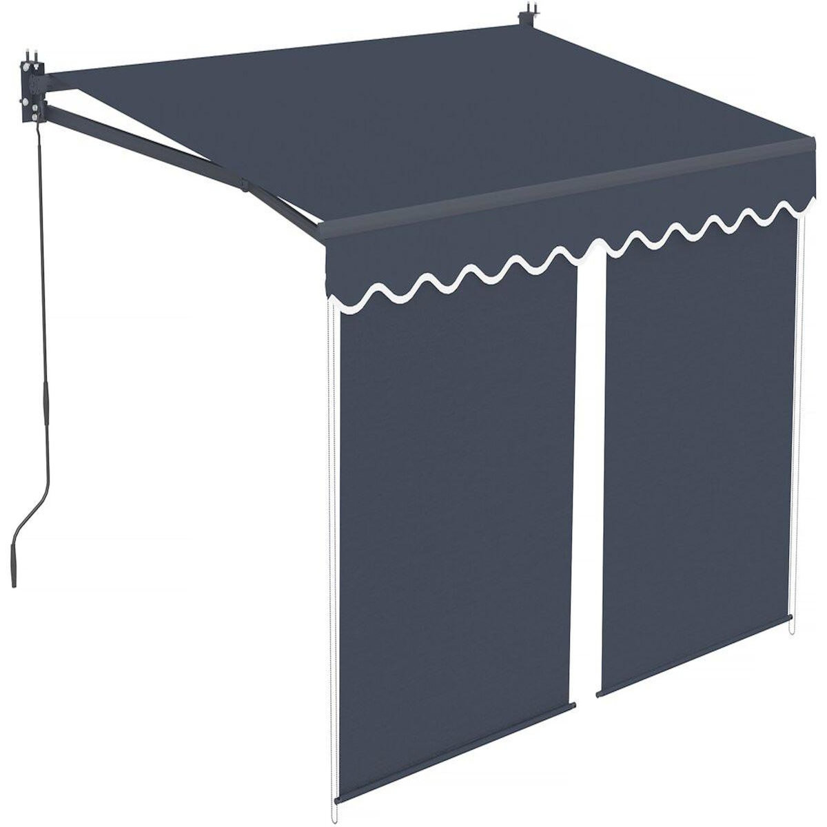 Habitat et Jardin Store banne avec lambrequin en aluminium 2 x 3 m   Shadow  - Gris anthracite