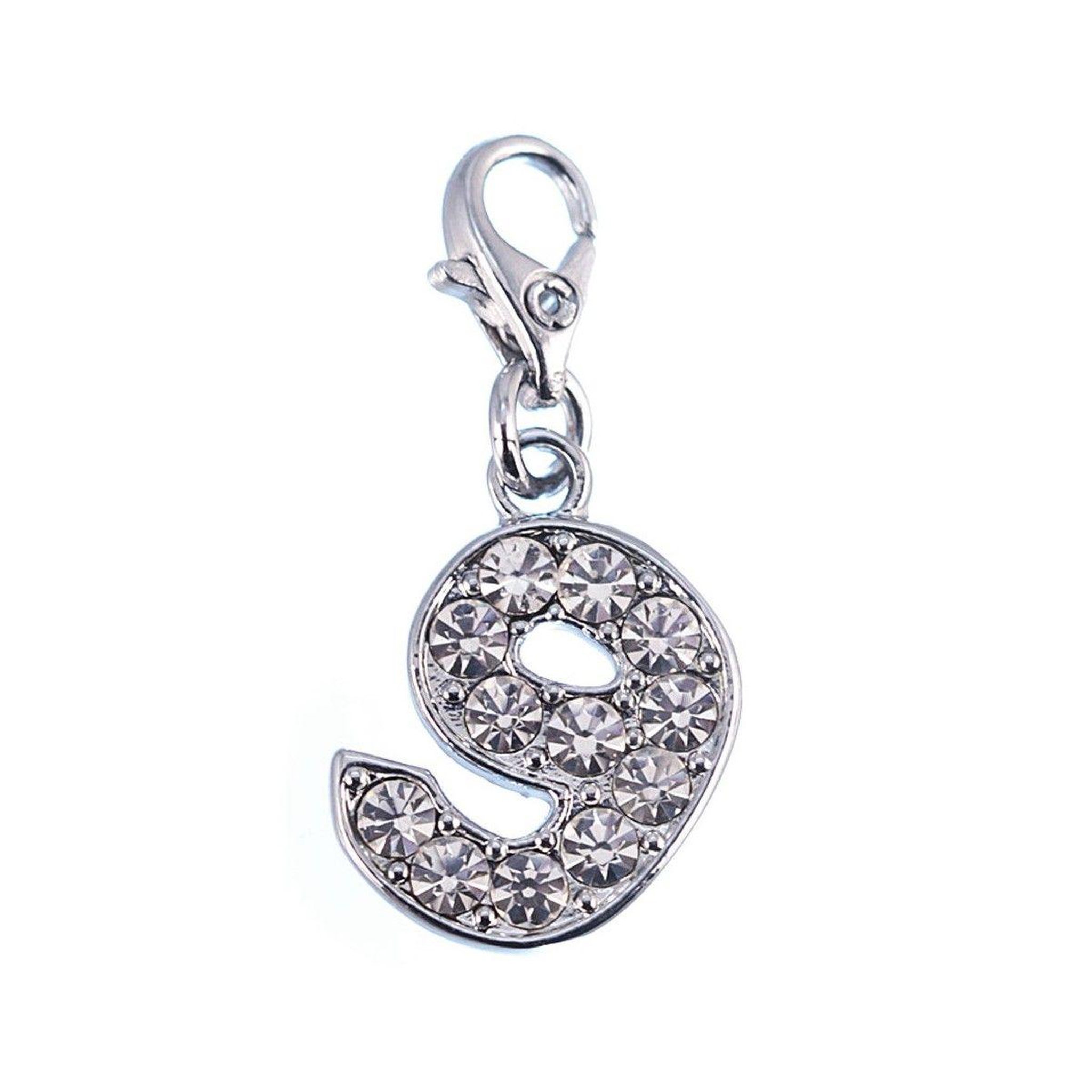 SC CRYSTAL Charm Chiffre 9 SC Crystal orné de Cristaux scintillants