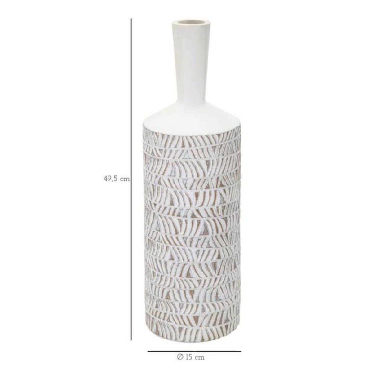 Paris Prix Vase Bouteille Abstrait  Nairobi  49cm Blanc