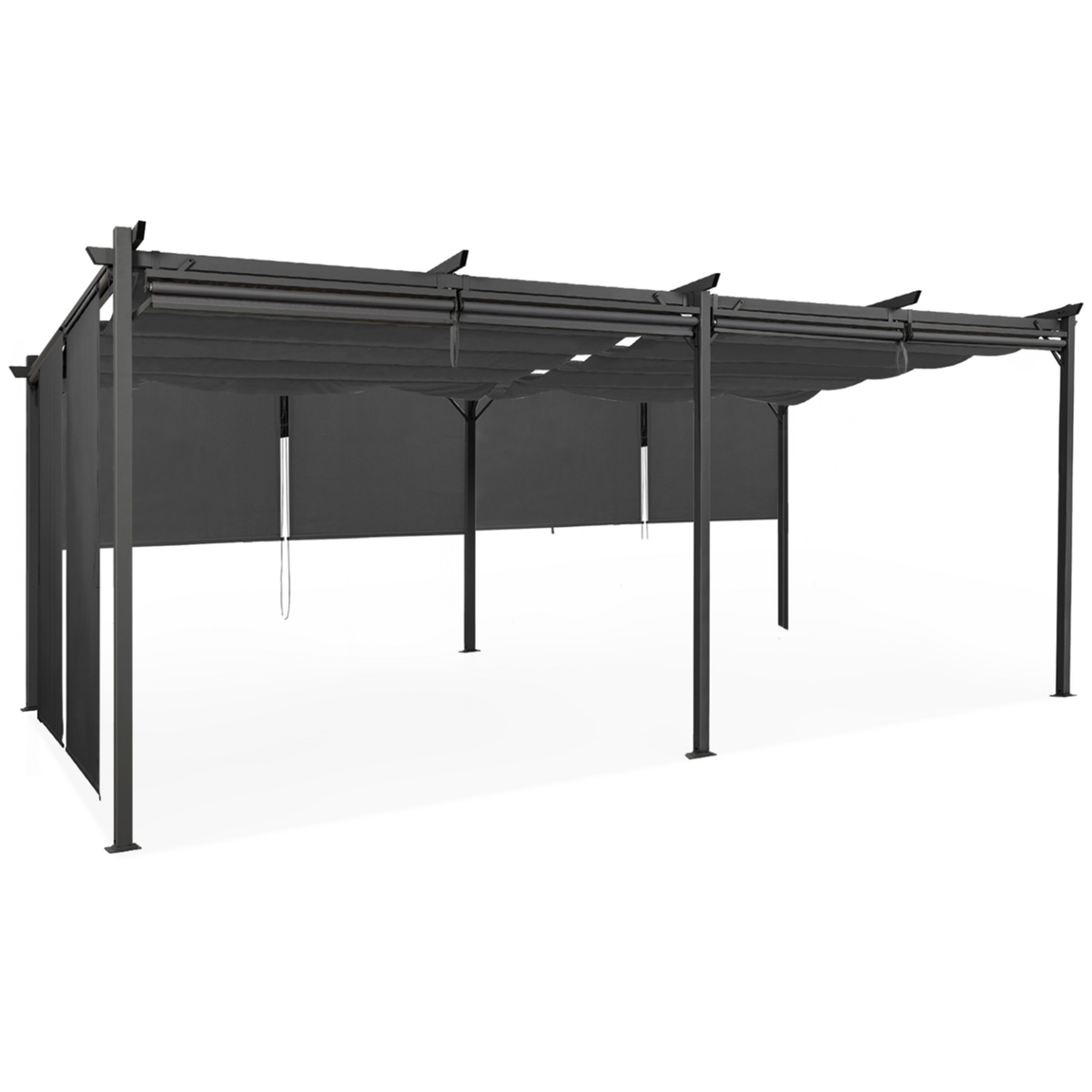 ID MARKET Pergola édition spéciale toit rétractable 3x6 M et 6 stores gris anthracite
