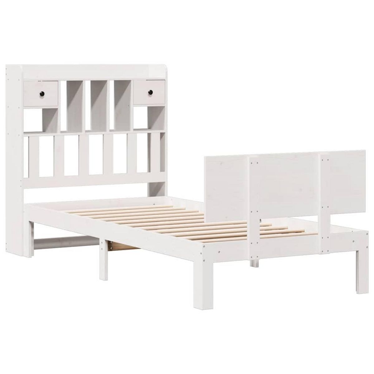 VIDAXL Lit bibliotheque sans matelas blanc 75x190cm bois de pin massif