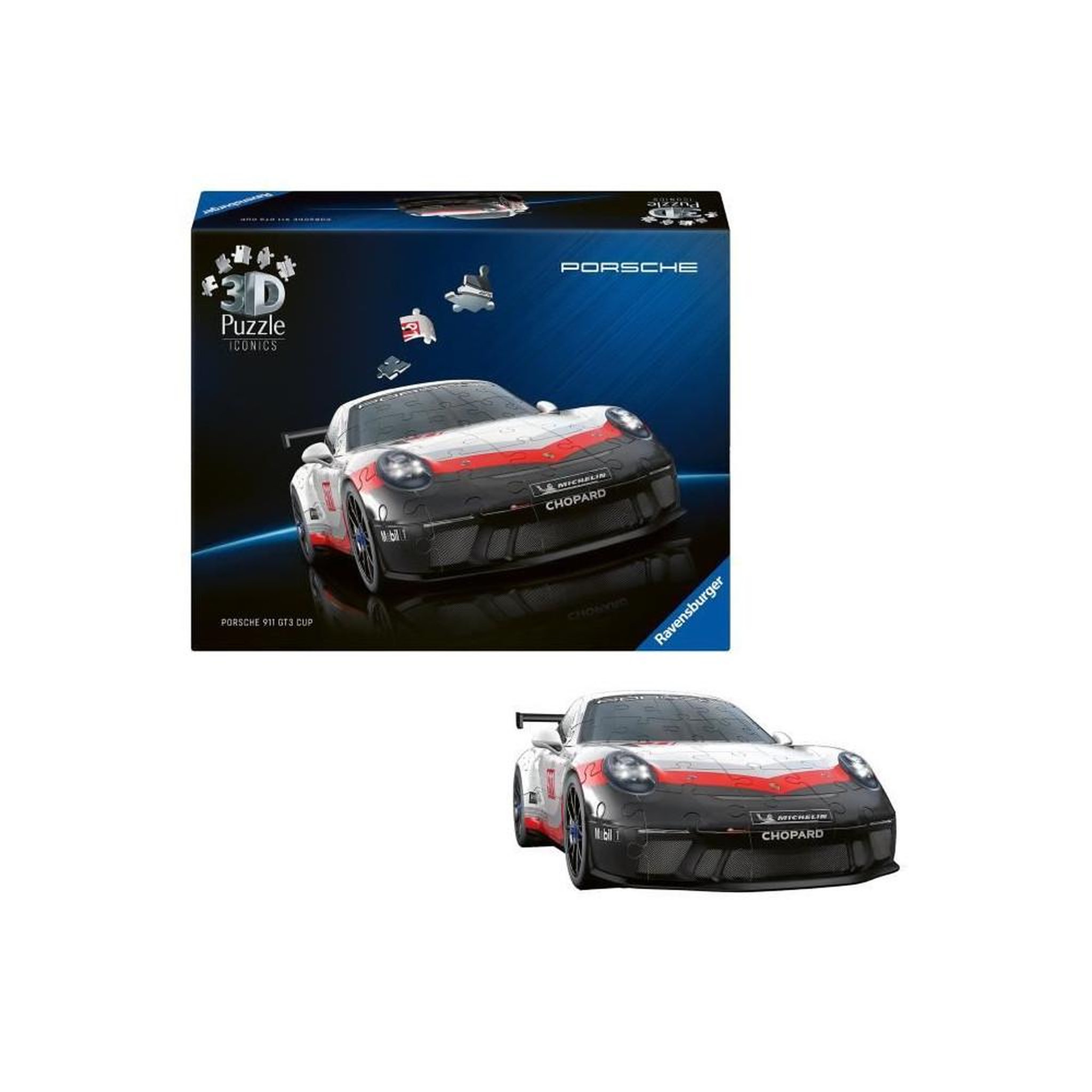 Voir la diapositive 3 : RAVENSBURGER Puzzle 3D - Porsche 911 GT3 Cup - Iconics