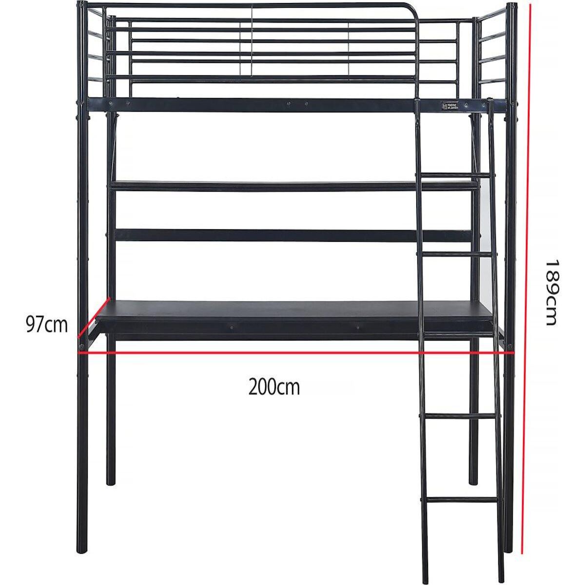 Habitat et Jardin Lit mezzanine avec bureau  Alona  - 90 x 190 cm - Noir