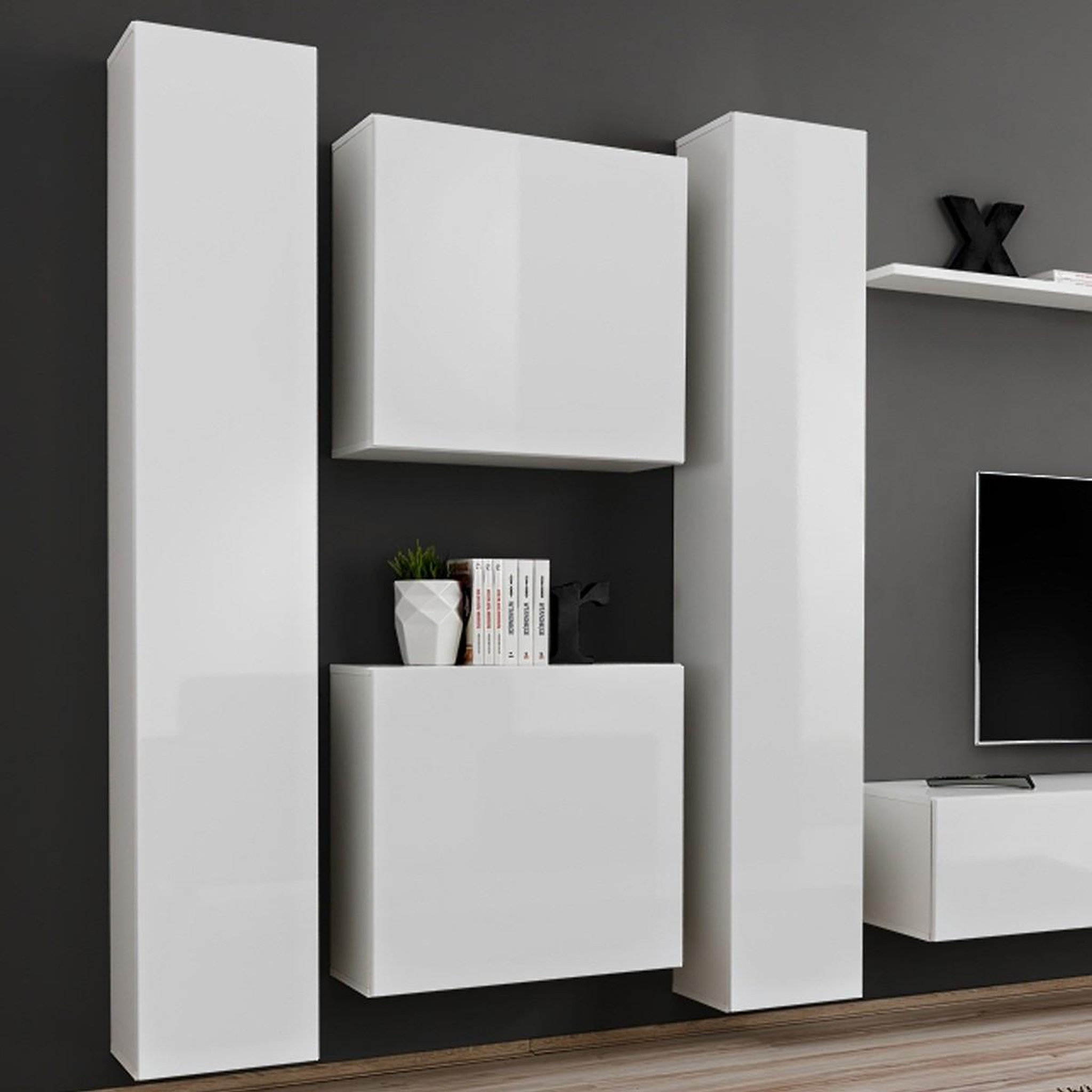 Voir la diapositive 2 : Paris Prix Meuble tv mural design  switch vi  330cm blanc