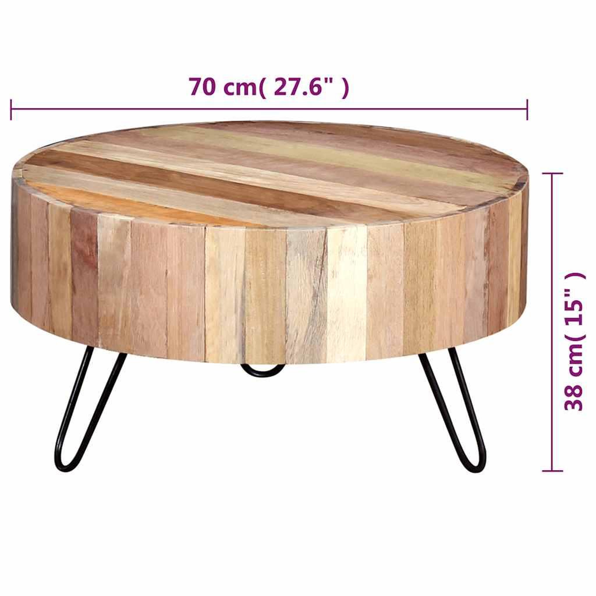 Voir la diapositive 6 : VIDAXL Table basse bois de recuperation massif