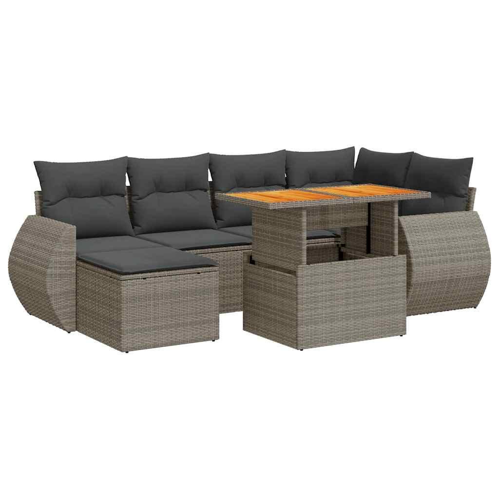 Voir la diapositive 2 : VIDAXL Salon de jardin avec coussins 7 pcs gris resine tressee