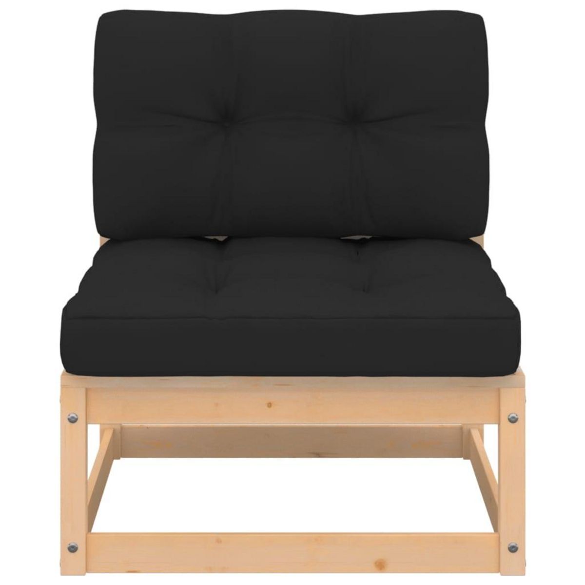 VIDAXL Canape central de jardin avec coussins Bois de pin massif