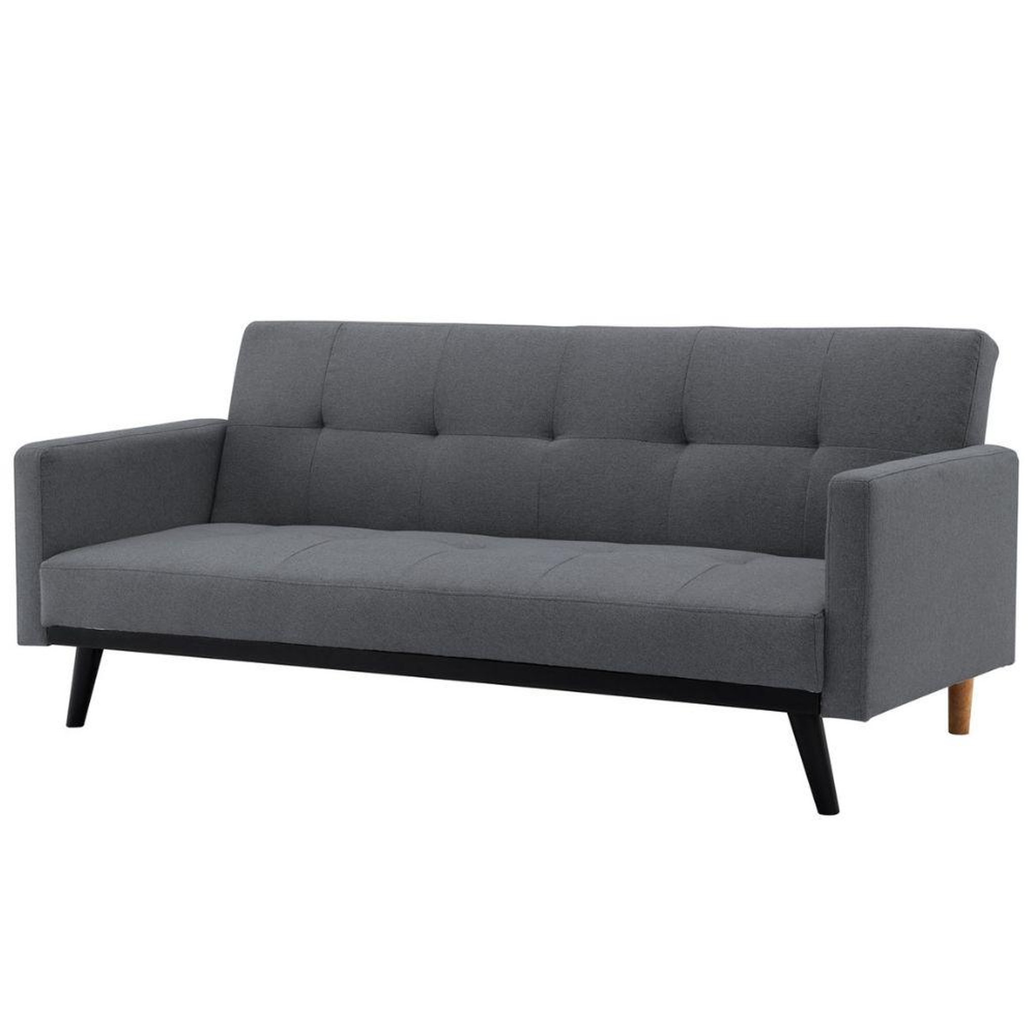 Voir la diapositive 1 : CONCEPT USINE Canapé convertible 3 places en tissu gris foncé pieds noirs leon