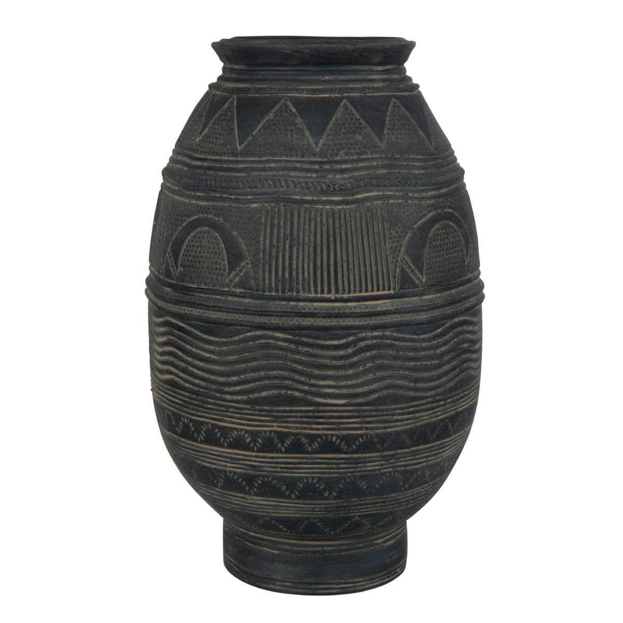 Voir la diapositive 1 : J-LINE Vase Cruche en Ciment  Black Lombok  42cm Noir