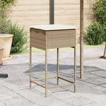 VIDAXL Tabourets de bar jardin avec coussins lot de 2 beige poly rotin