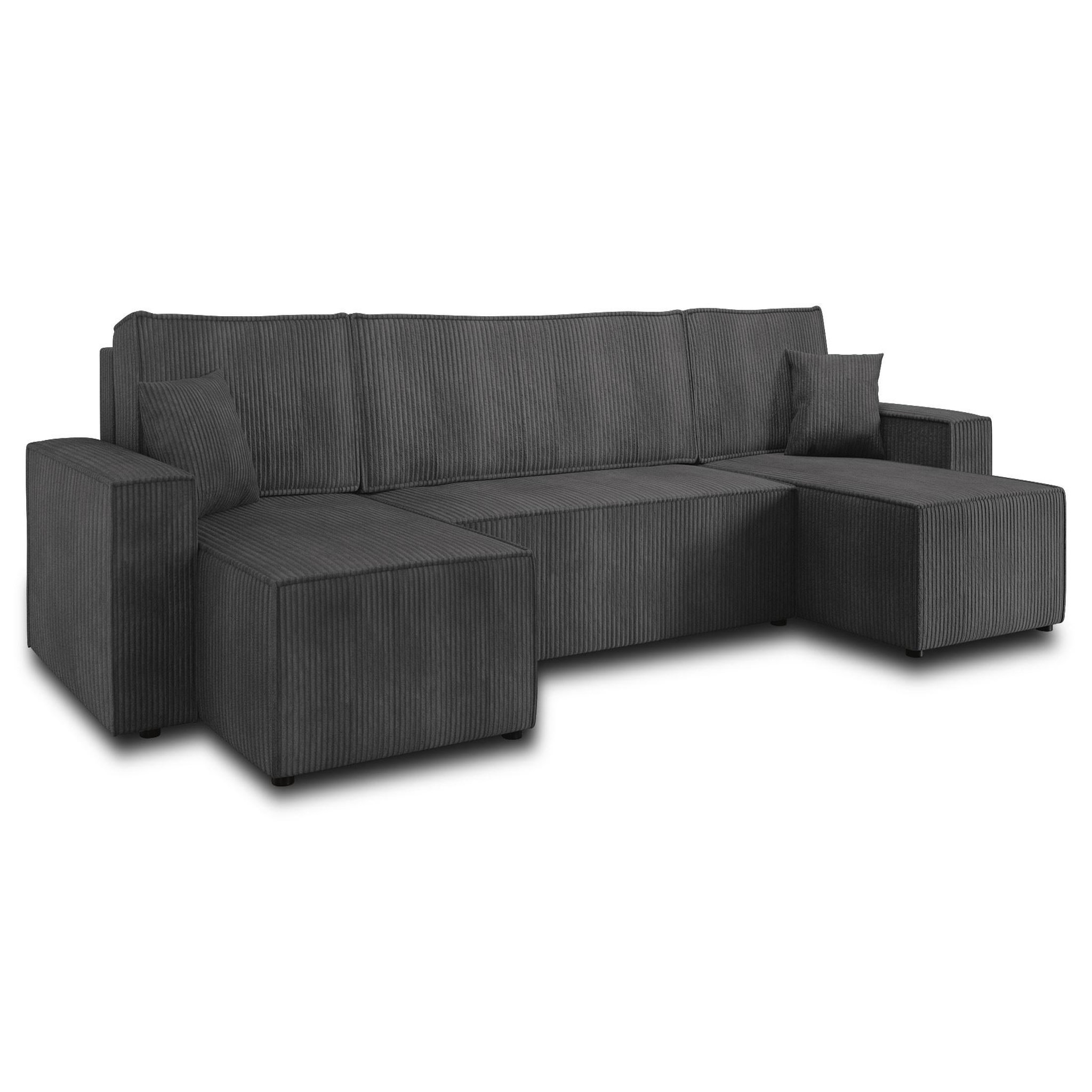 Voir la diapositive 1 : BEST MOBILIER Cezanne - canapé panoramique en u - 7 places - convertible avec coffre - en velours côtelé
