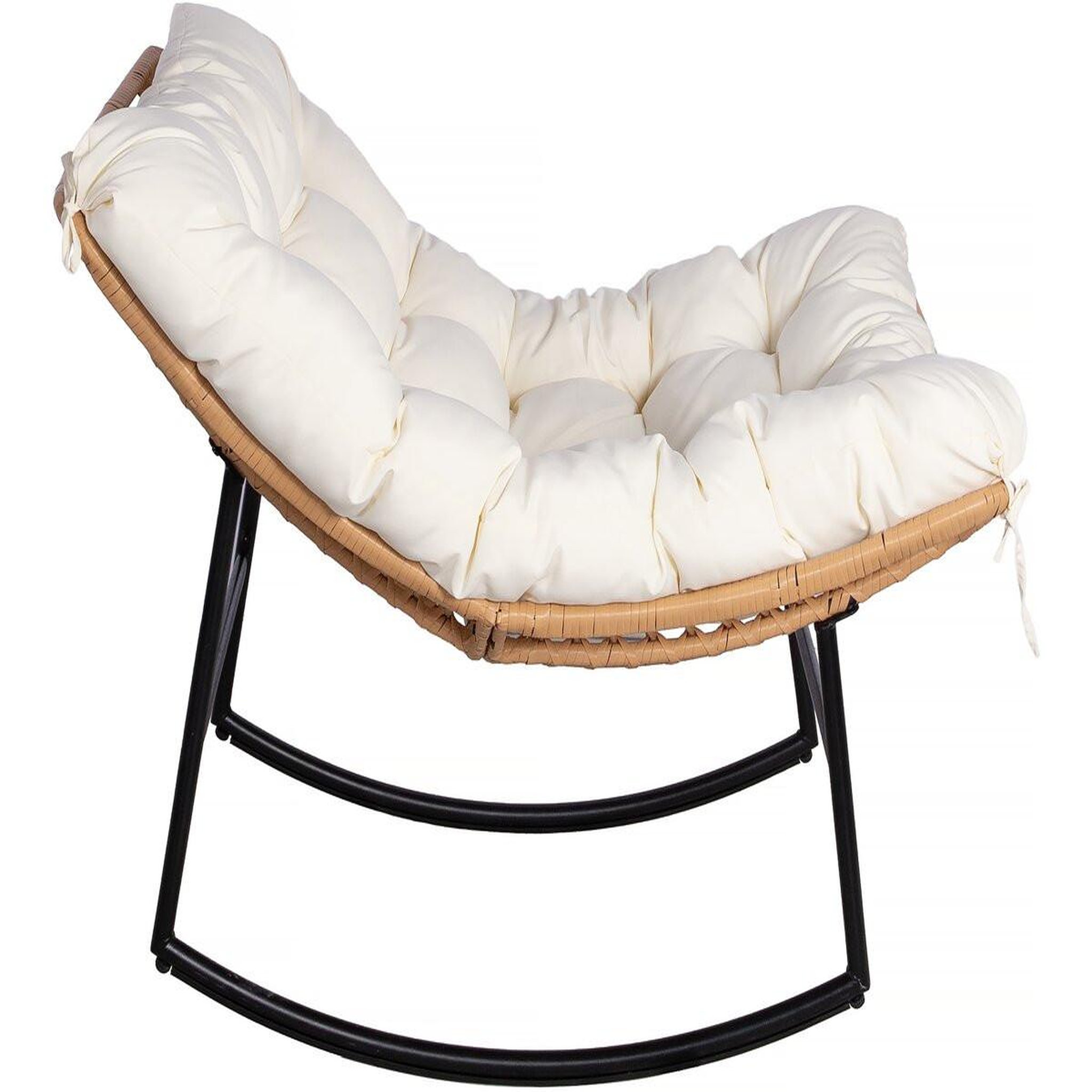 Voir la diapositive 4 : Habitat et Jardin Fauteuil à bascule papasan avec coussin intérieur/extérieur  papaya  - beige