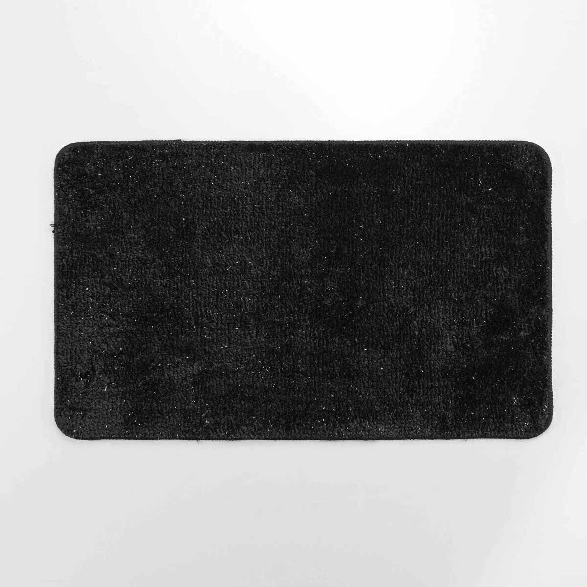 Douceur d'Intérieur Tapis de Bain Microfibre  Métallisé  45x75cm Noir