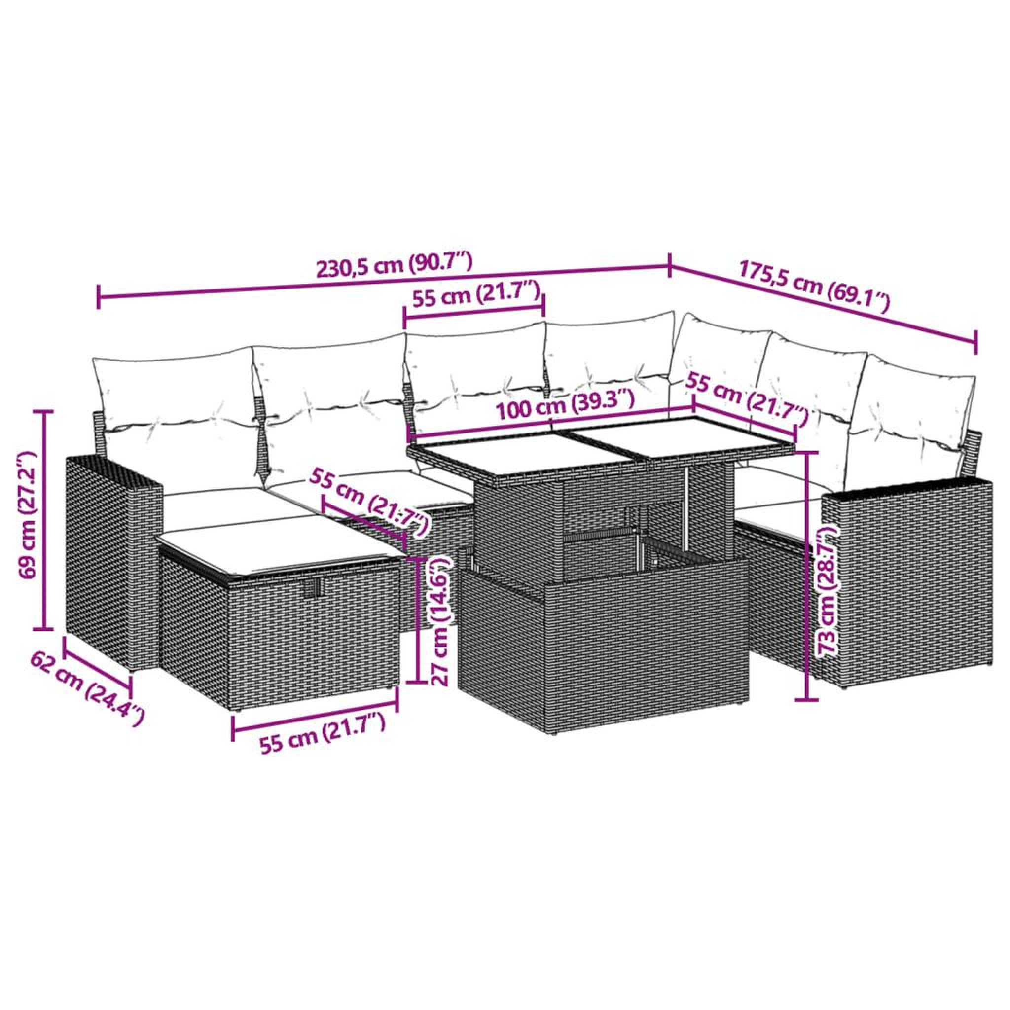 Voir la diapositive 6 : VIDAXL Salon de jardin 8 pcs avec coussins noir resine tressee