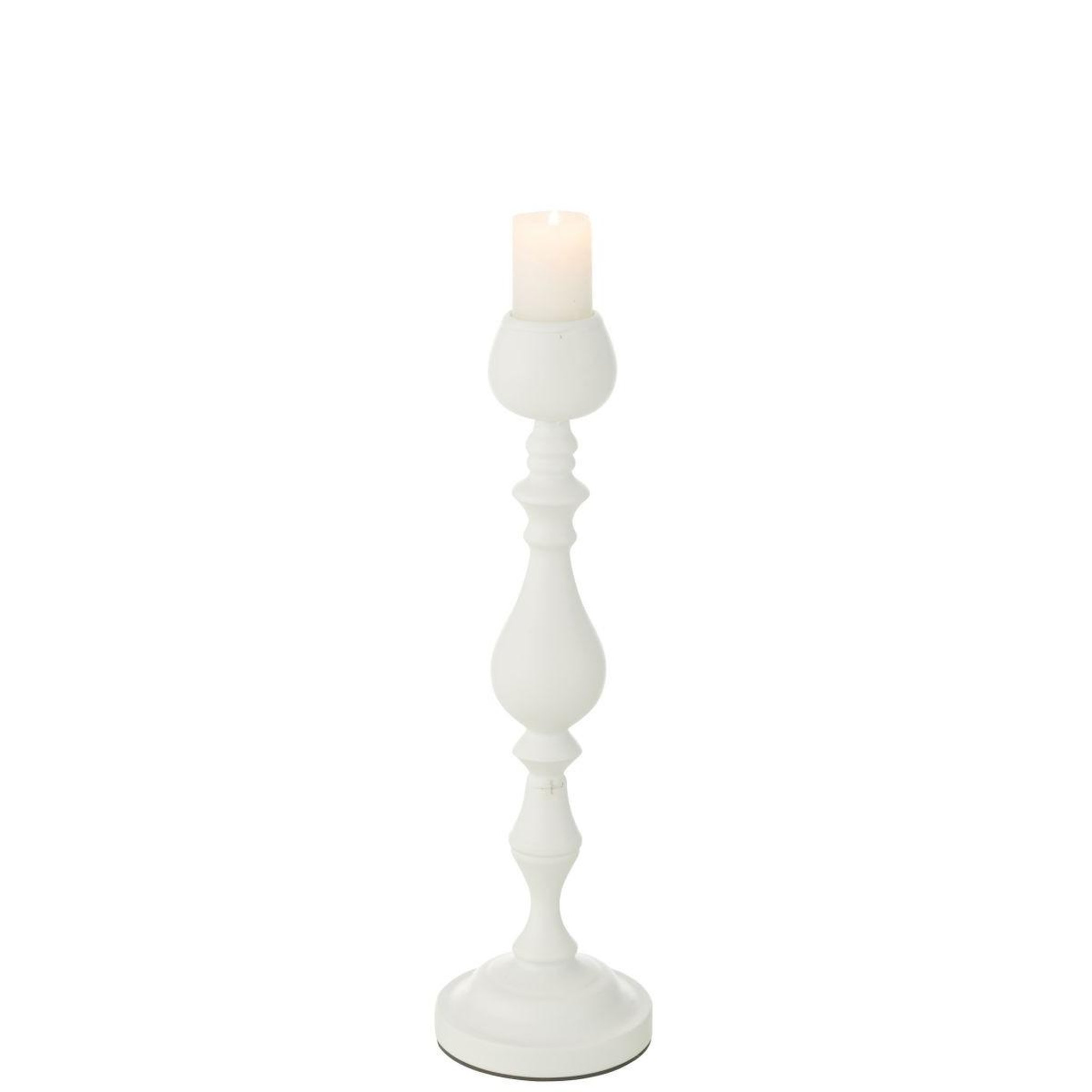 Voir la diapositive 2 : J-LINE Bougeoir en métal  monarchy  47cm blanc