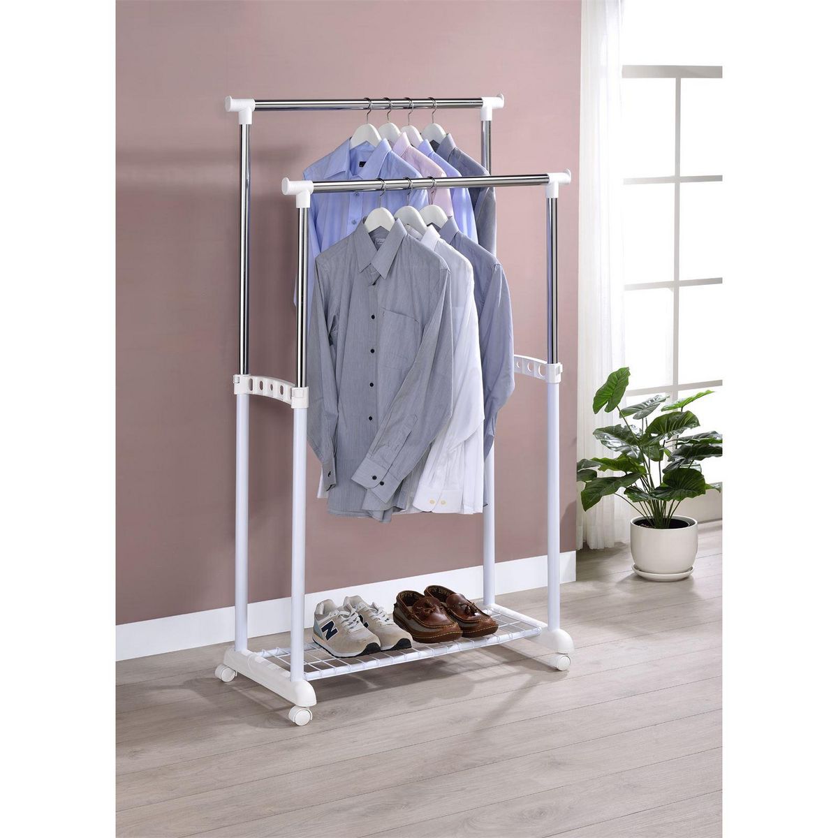 IDIMEX Portant à vêtements GROSSO, en métal chromé