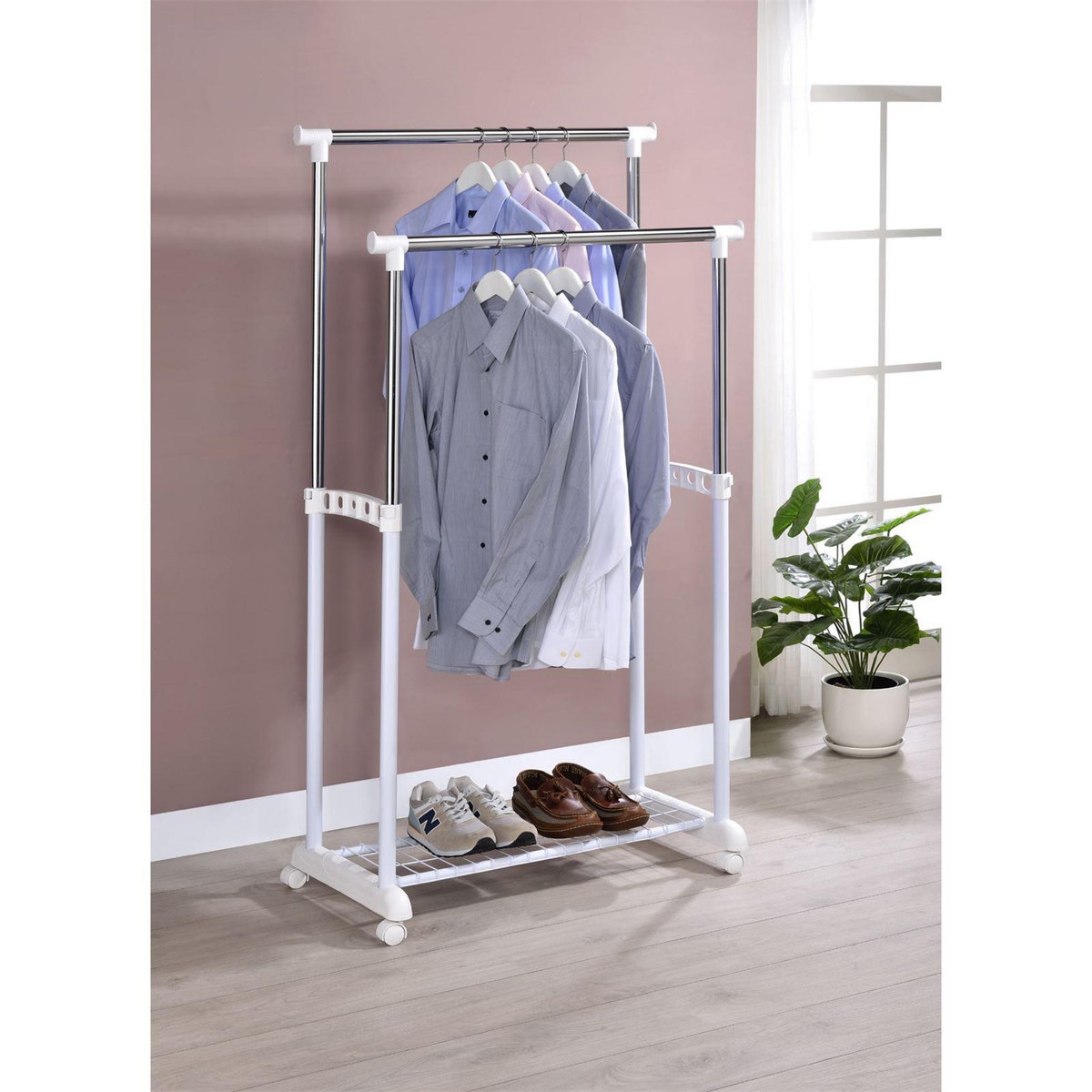 IDIMEX Portant à vêtements GROSSO, en métal chromé