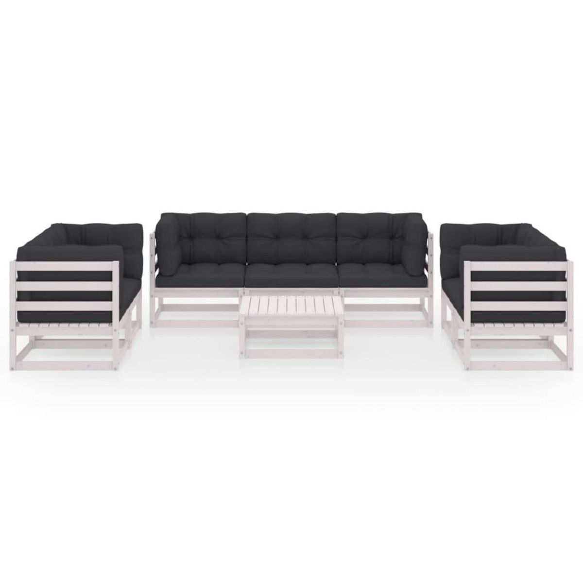 VIDAXL Salon de jardin 8 pcs avec coussins Bois de pin massif