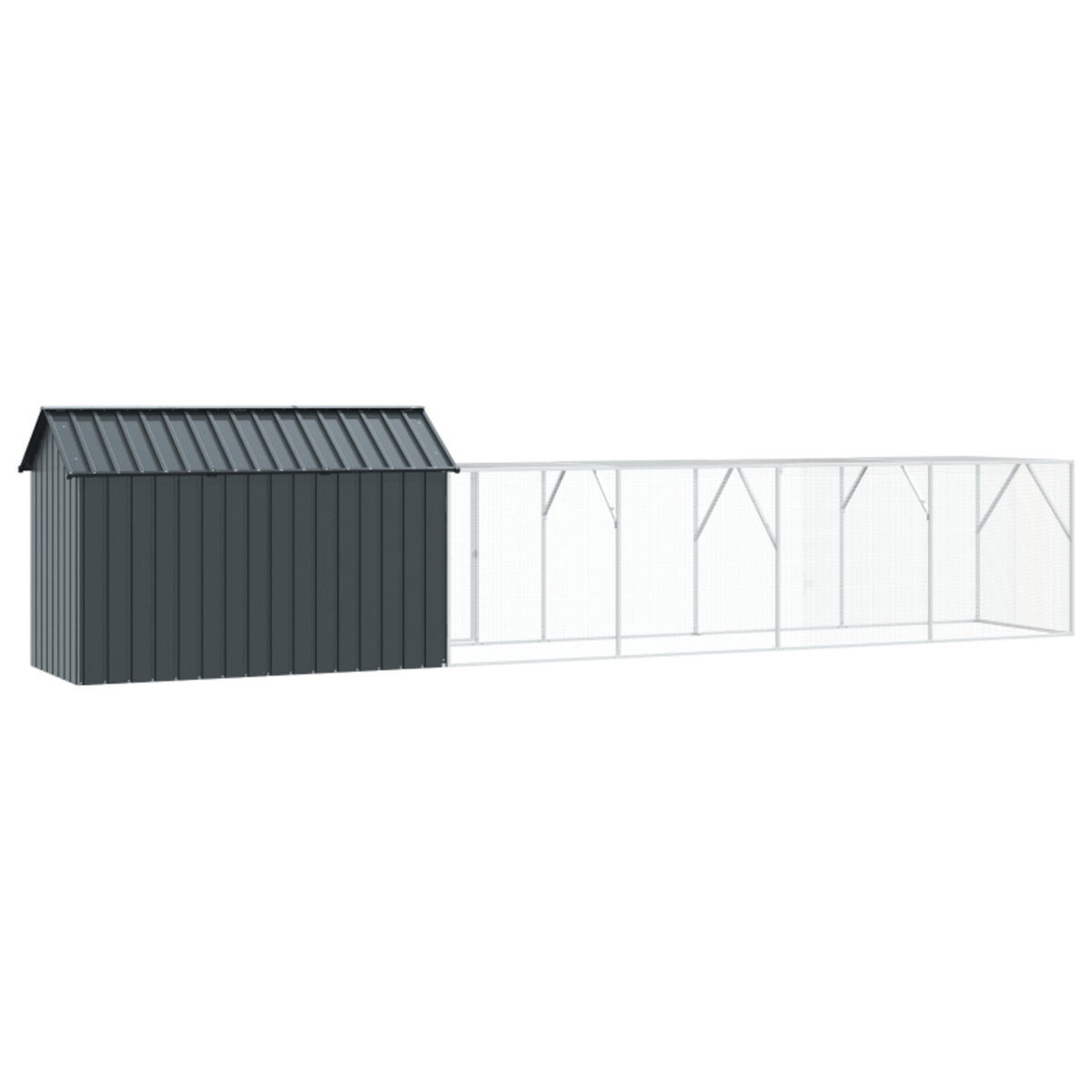 VIDAXL Aviary pour oiseaux avec extension anthracite 112x619x141 cm en acier