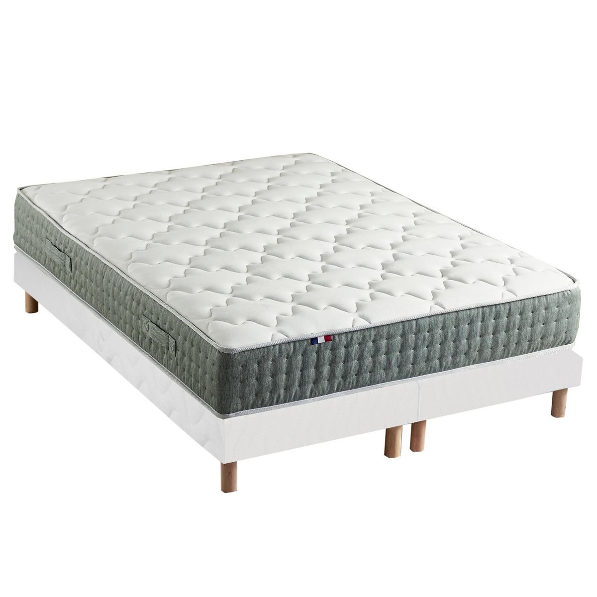 IDLITERIE Ensemble + matelas Ressort 7 zones Face Hiver/Eté différente HYGGE Fabriqué en France