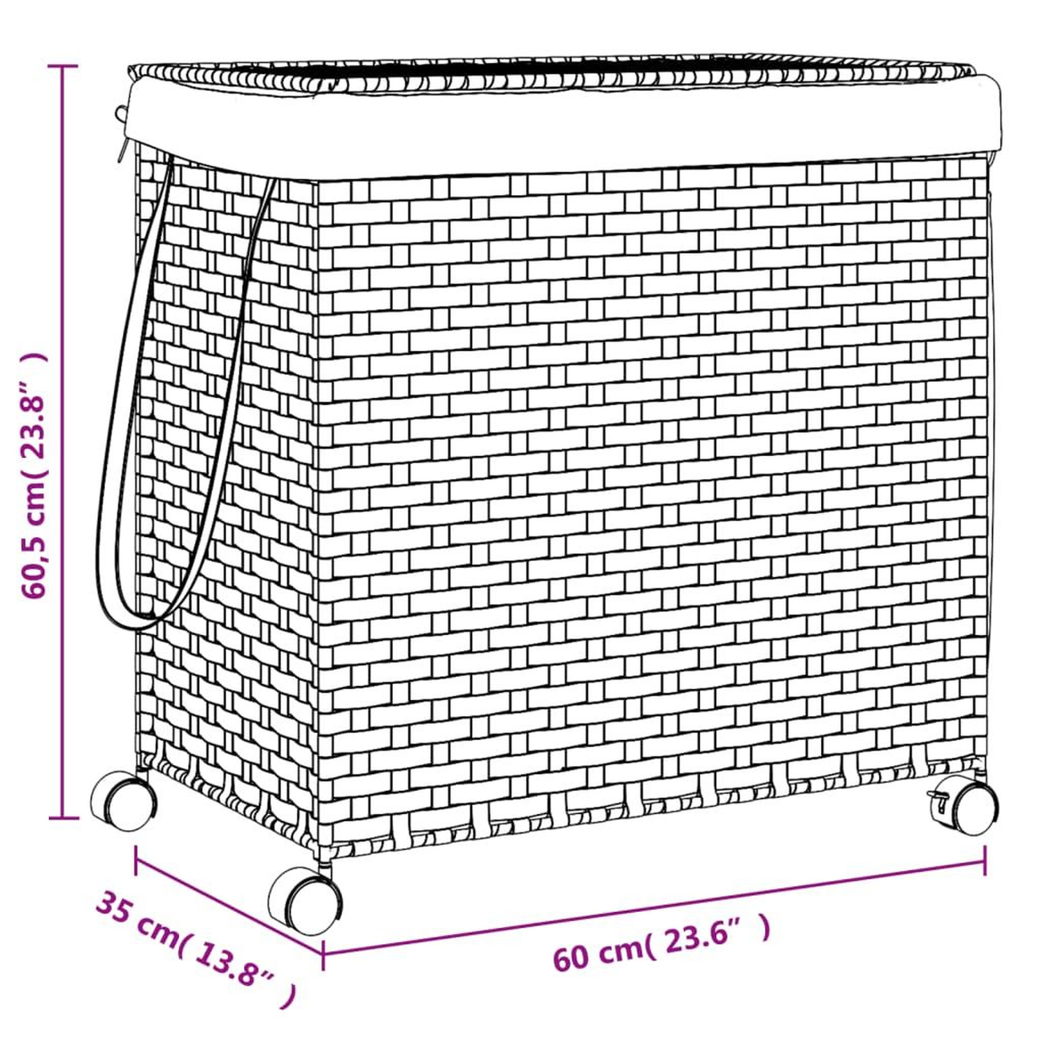 Voir la diapositive 6 : VIDAXL Panier a linge avec roulettes blanc 60x35x60,5cm resine tressee