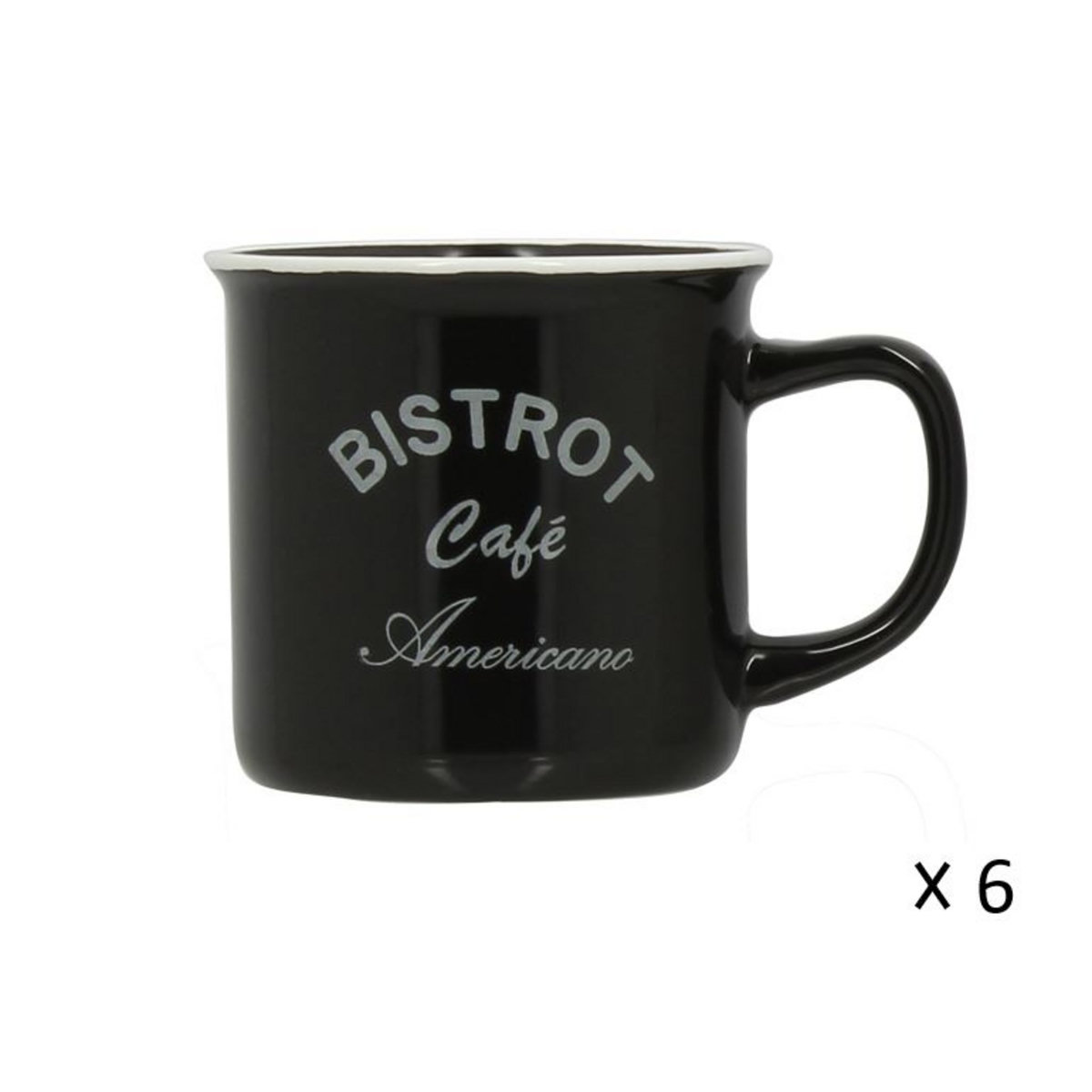 Lot de 6 mugs 33 cl en grès BISTROT Noir