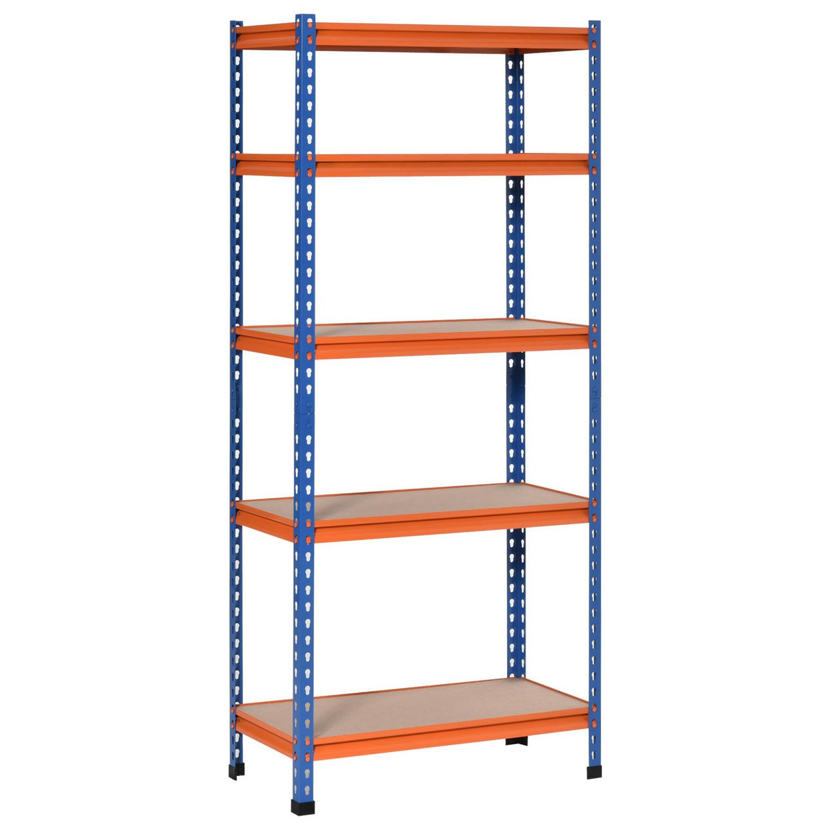 HOMCOM Rayonnage charges lourdes ou volumineuses - étagère garage - 5 tablettes réglables en hauteur - métal bleu orange MDF